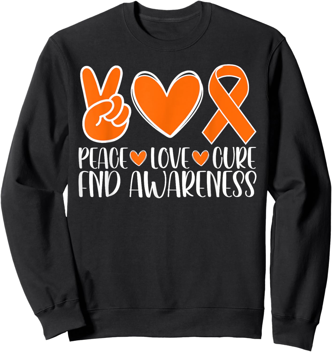 FND Awareness Peace Love Cure Sweatshirt - Sweatshirt | Black