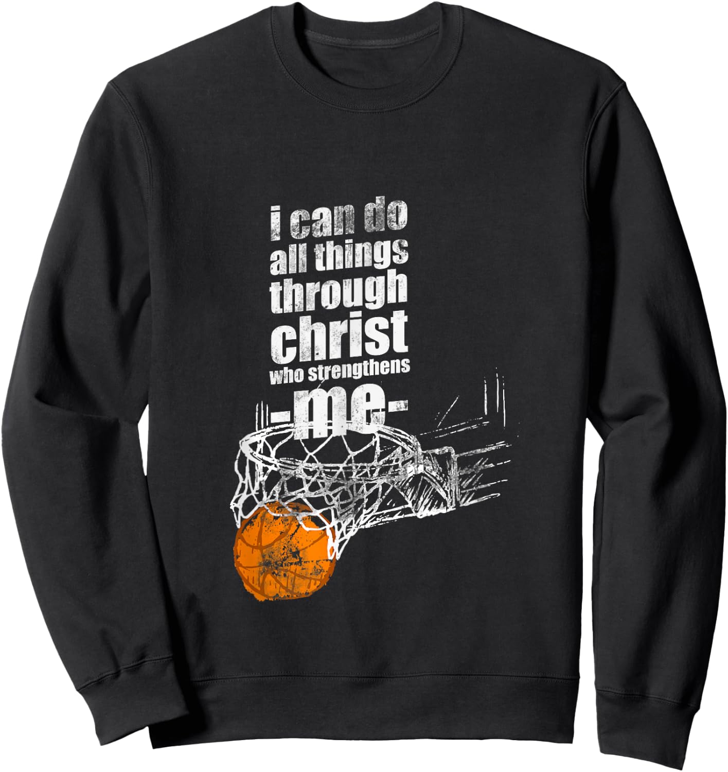 Christian Basketball I Can Do All Things Philippians 4:13 Sweatshirt - Sweatshirt | Black