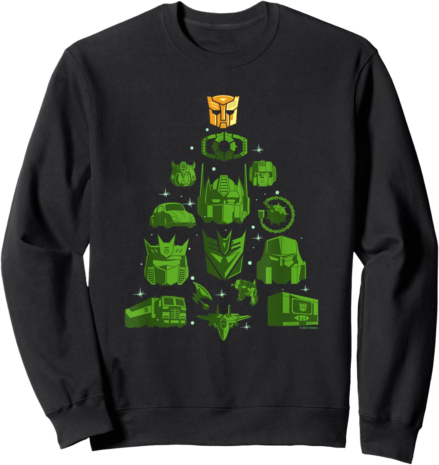 Transformers Christmas Vintage Autobot Christmas Tree Stack Sweatshirt - Sweatshirt | Black