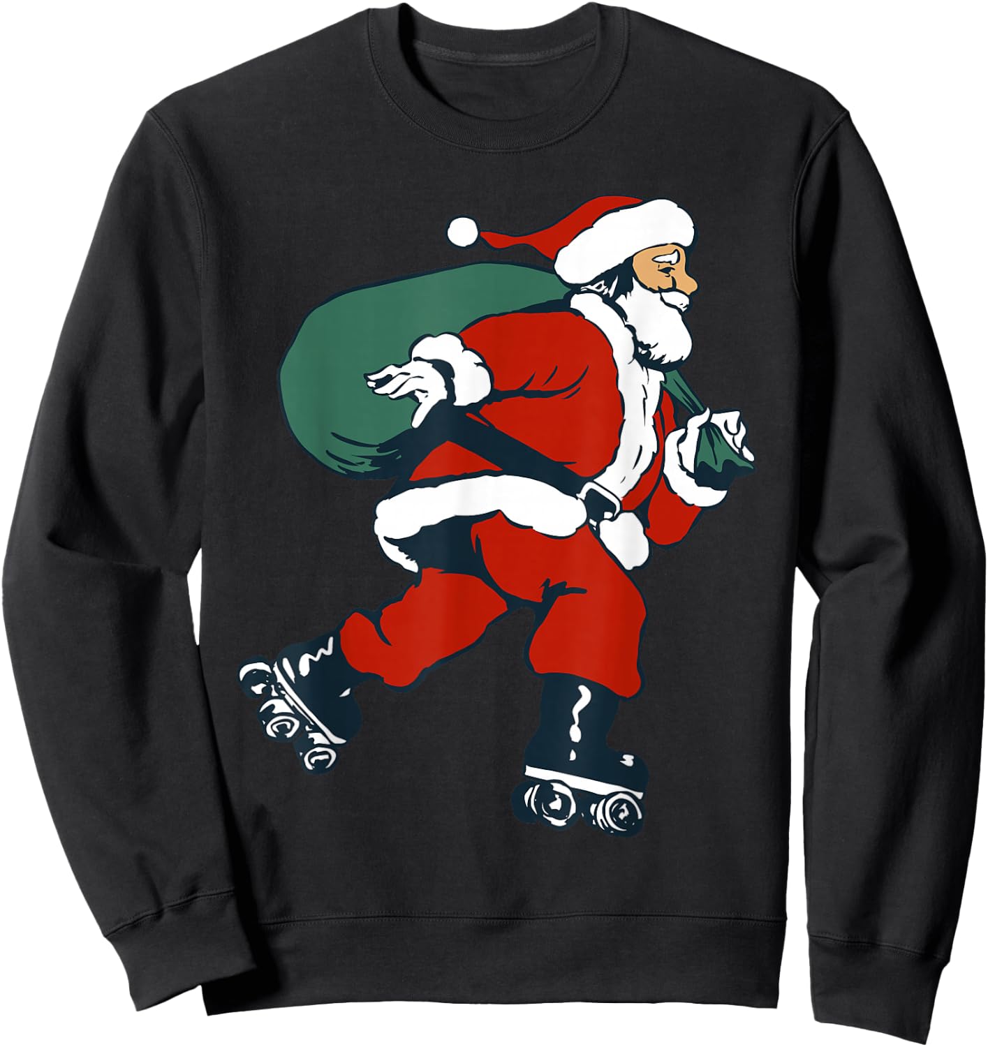Santa Roller Skating Funny Christmas Skater Kids Boys Sweatshirt - Sweatshirt | Black