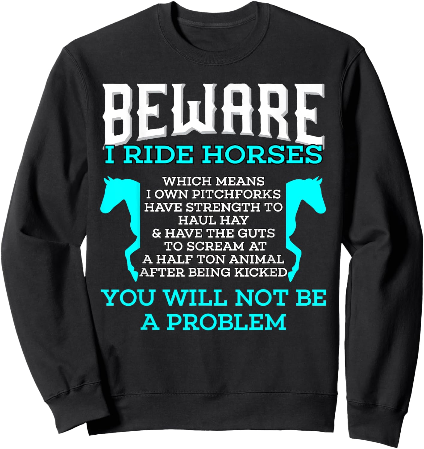 Beware I Ride Horses You Will Not Be A Problem Horse Lover Sweatshirt - Sweatshirt | Black