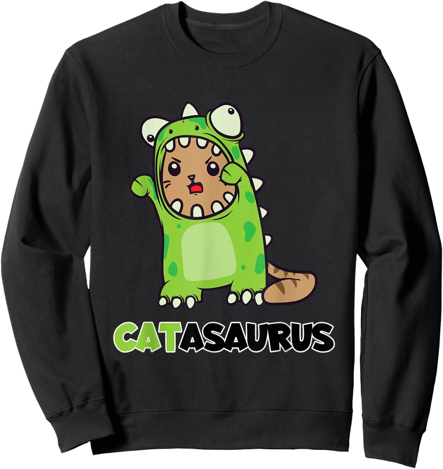 Funny Catasaurus Cat Dino Costume Dinosaur Gift Sweatshirt - Sweatshirt | Black