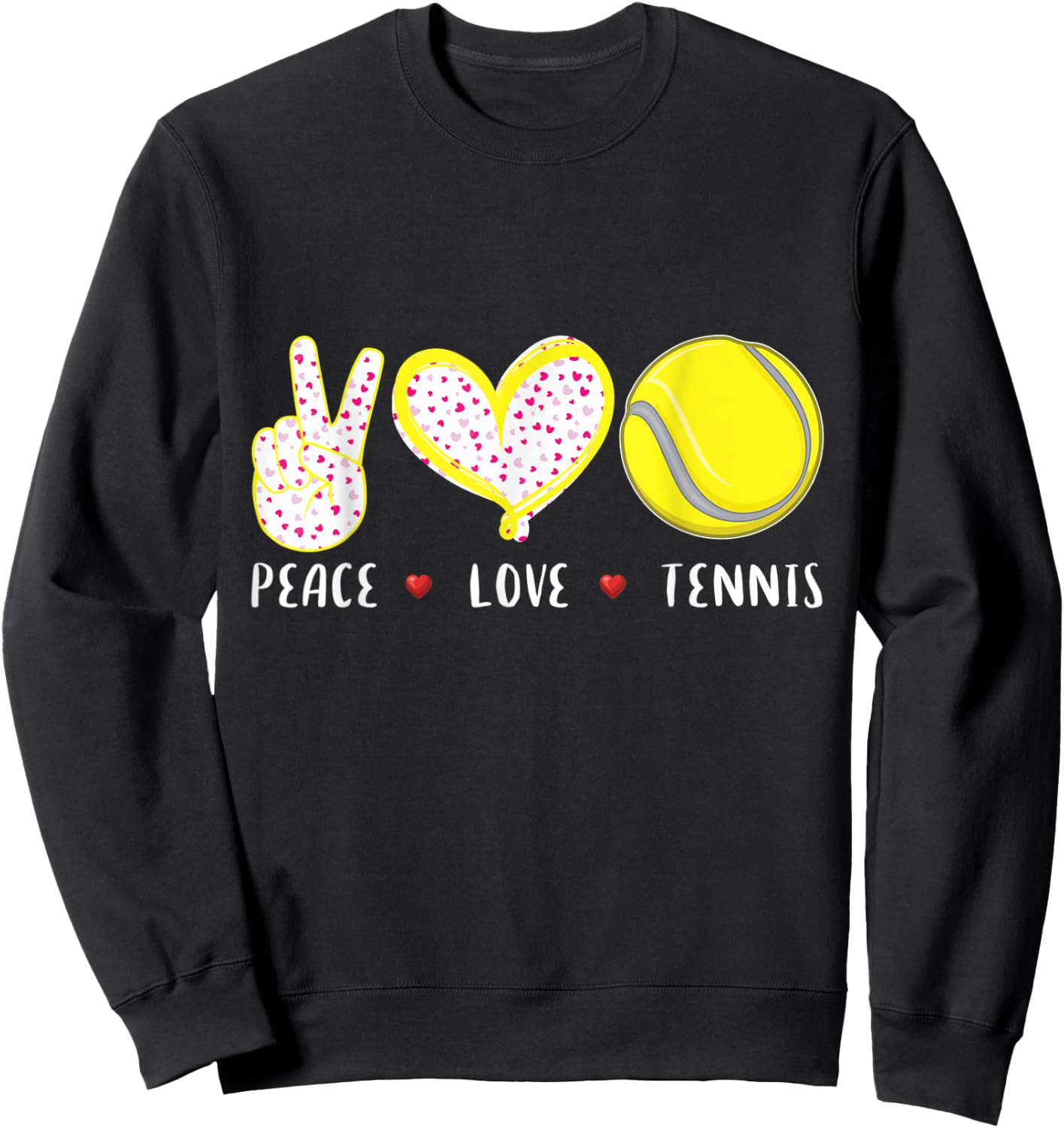 Peace Love Tennis Gifts for Girls Boys Kids Women Men Coach Sweatshirt - Sweatshirt | Black