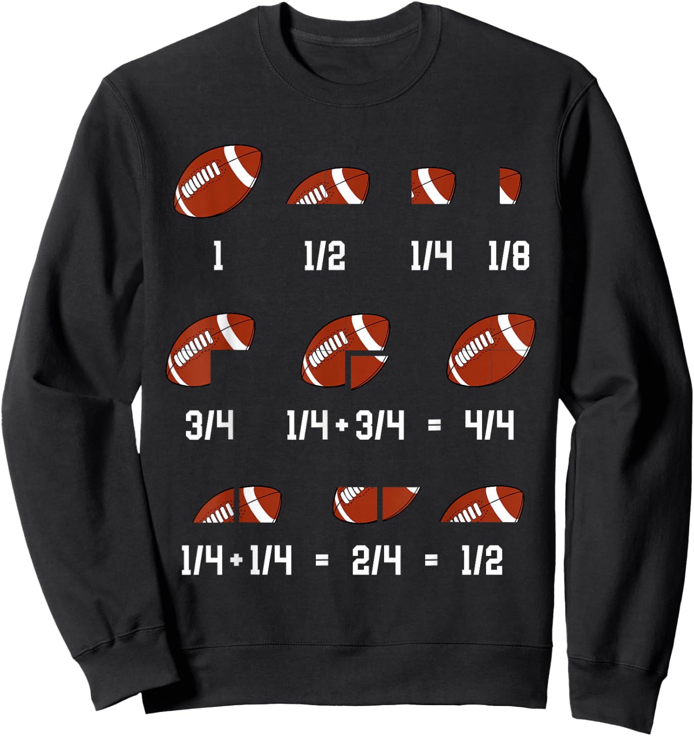 Math Fractions Mathematician Funny Football Math Teacher Sweatshirt - Sweatshirt | Black