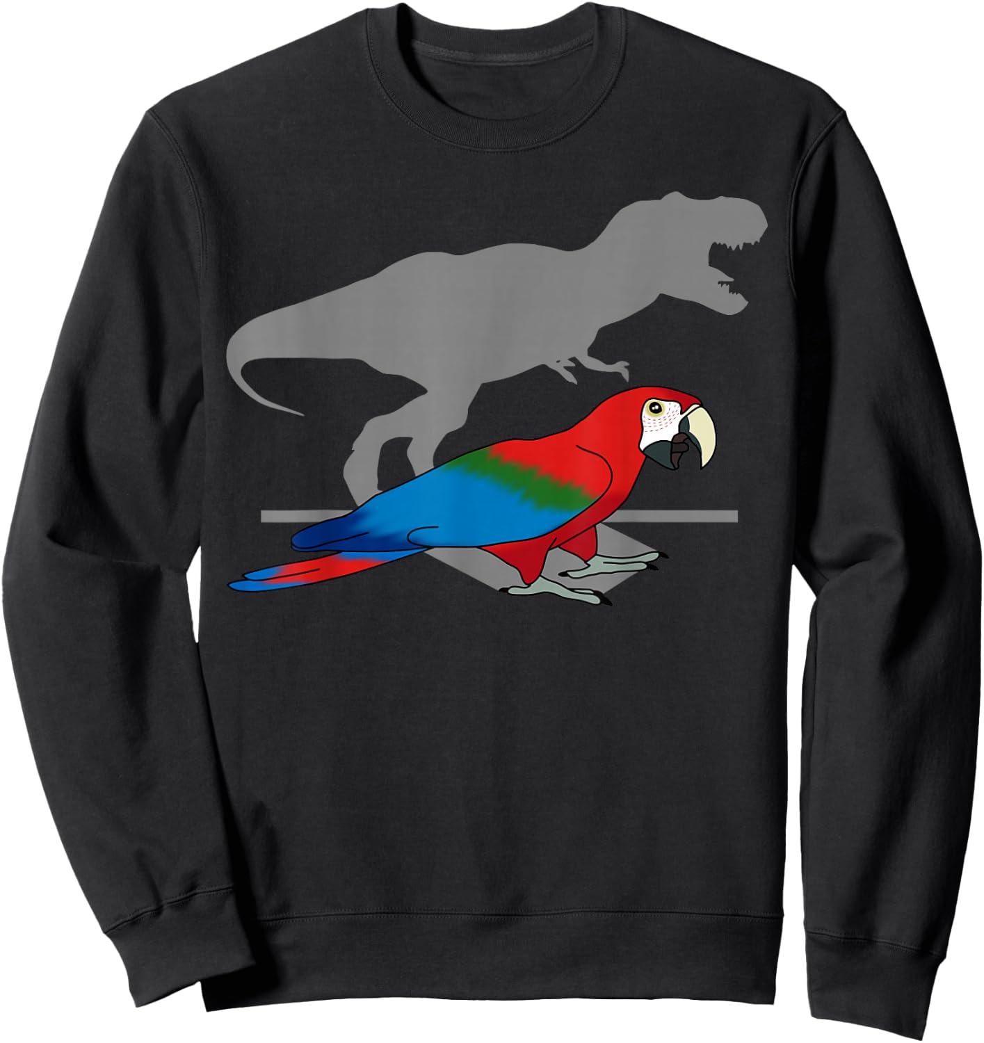 T-rex Green Winged Macaw Birb memes Funny Parrot owner Sweatshirt - Sweatshirt | Black
