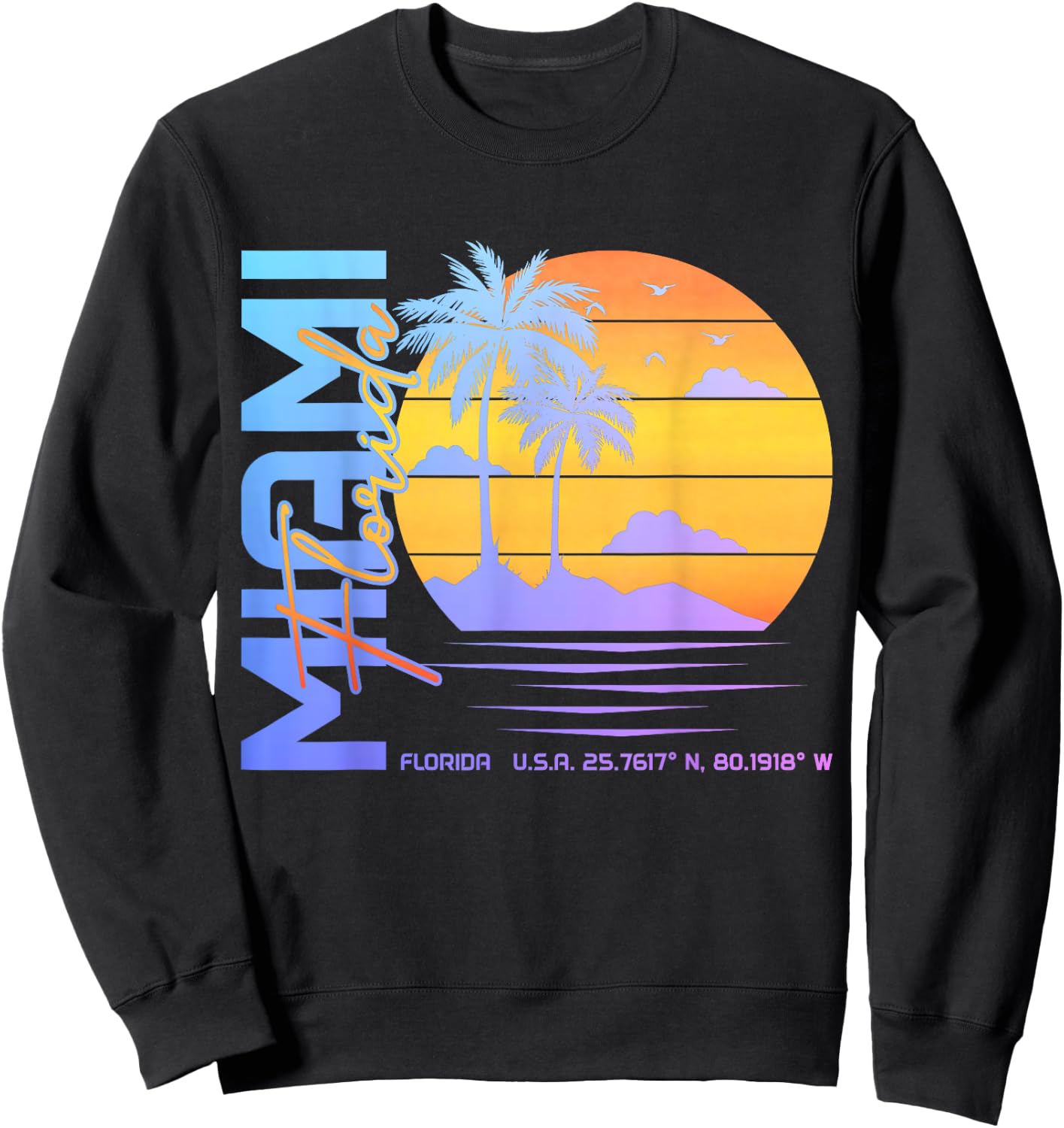 Miami Florida Vintage Retro Pride 305 Area Code Miami FL Sweatshirt - Sweatshirt | Black