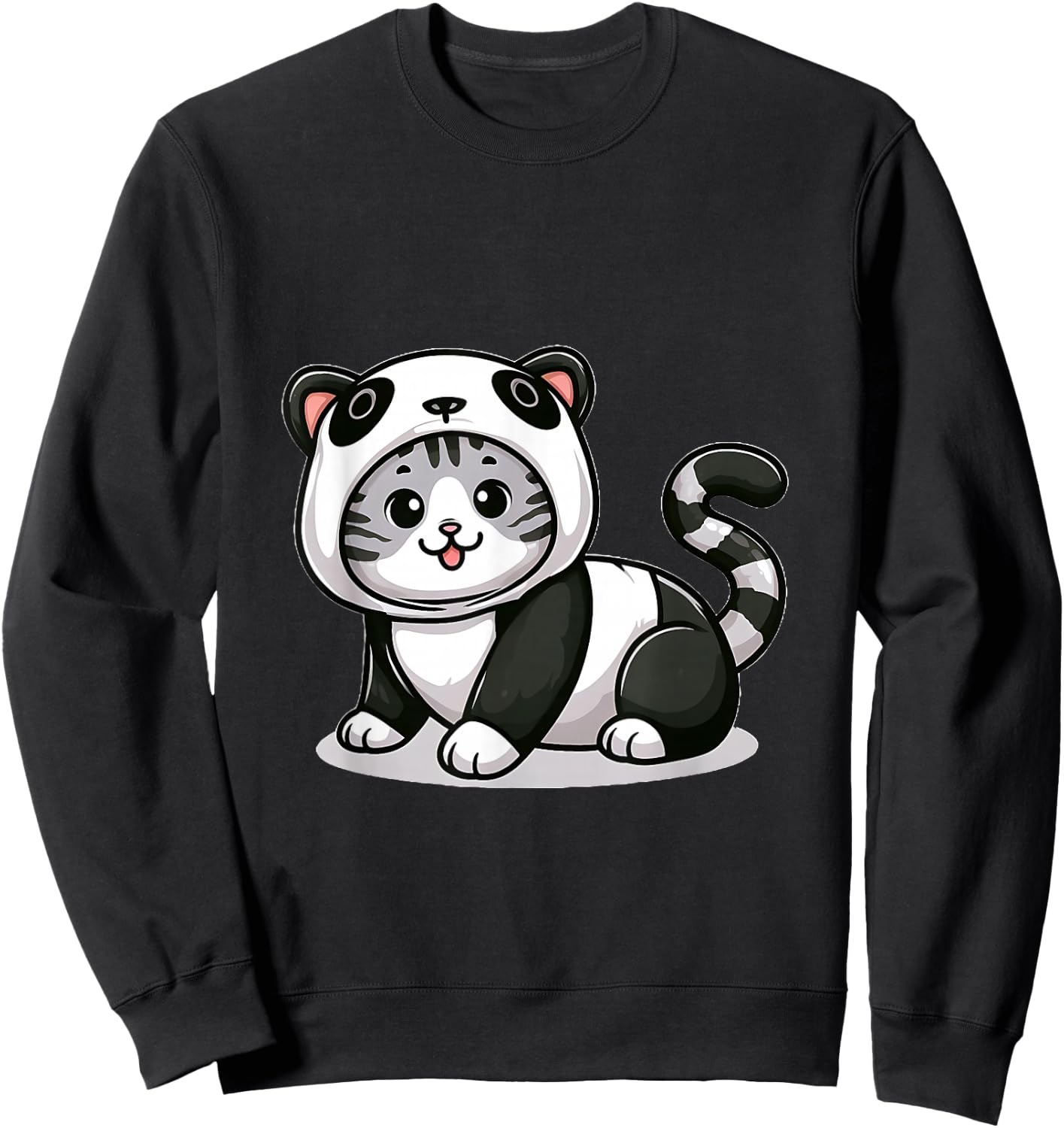 Cat in a Panda Costume Sweatshirt - Sweatshirt | Black