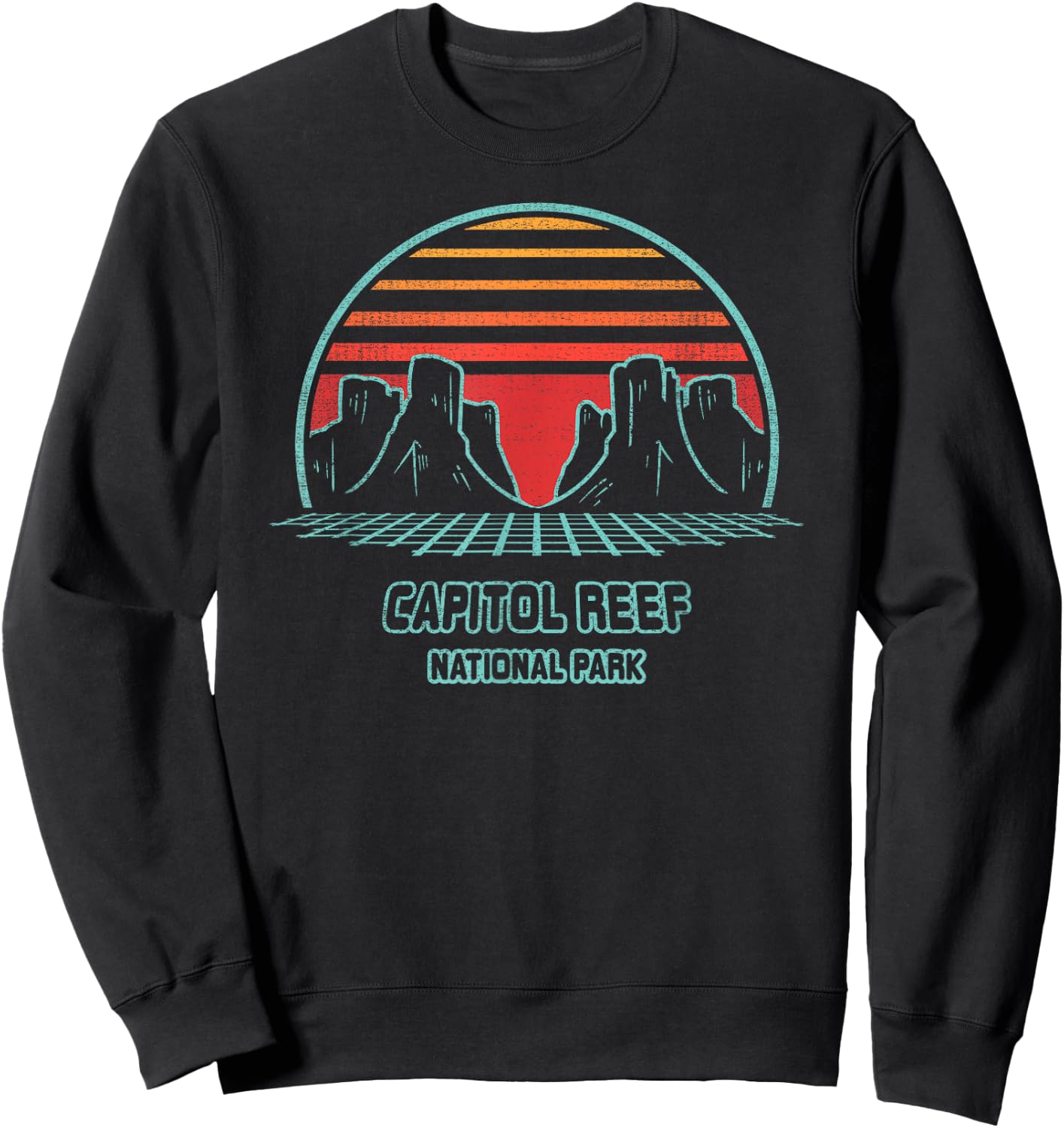 Capitol Reef National Park Retro Hiking Vintage 80s Style Sweatshirt - Sweatshirt | Black