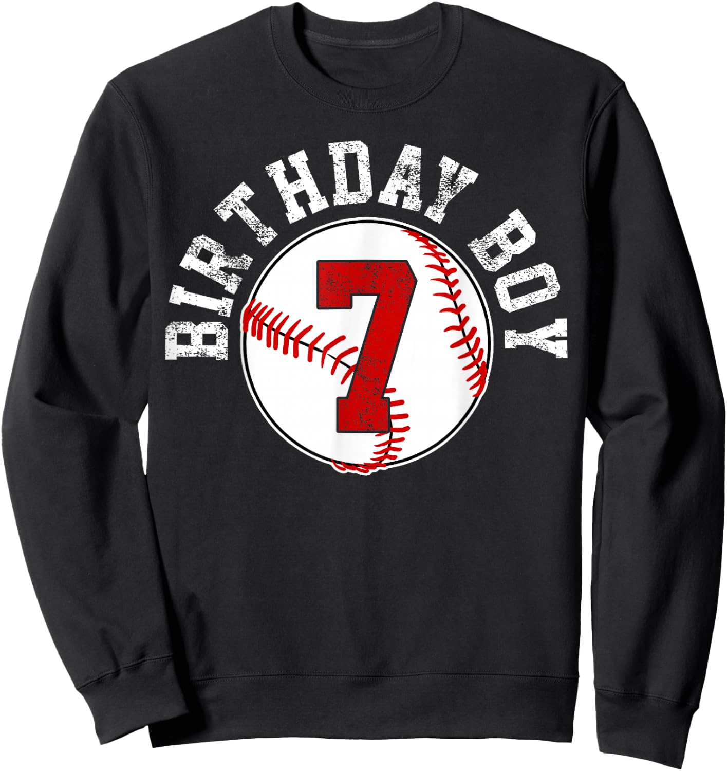 Baseball 7th Birthday Party 7 Years Old Gift Sweatshirt - Sweatshirt | Black