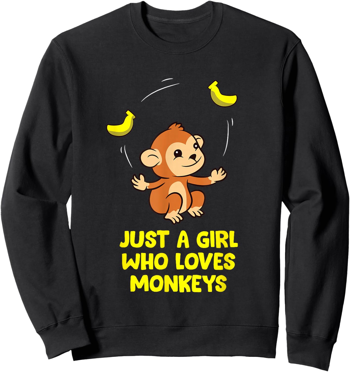 Monkey Lover Gift Just a Girl Who Loves Monkeys Sweatshirt - Sweatshirt | Black