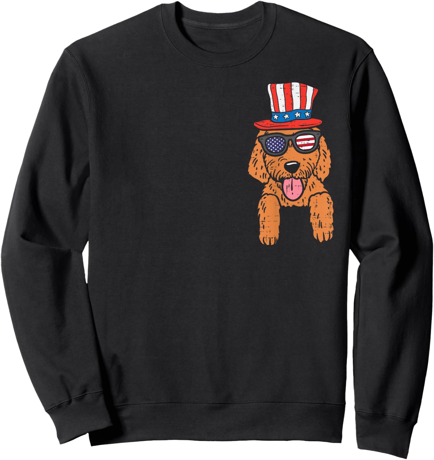 Goldendoodle Pocket American USA 4th Of July Fourth Dog Sweatshirt - Sweatshirt | Black