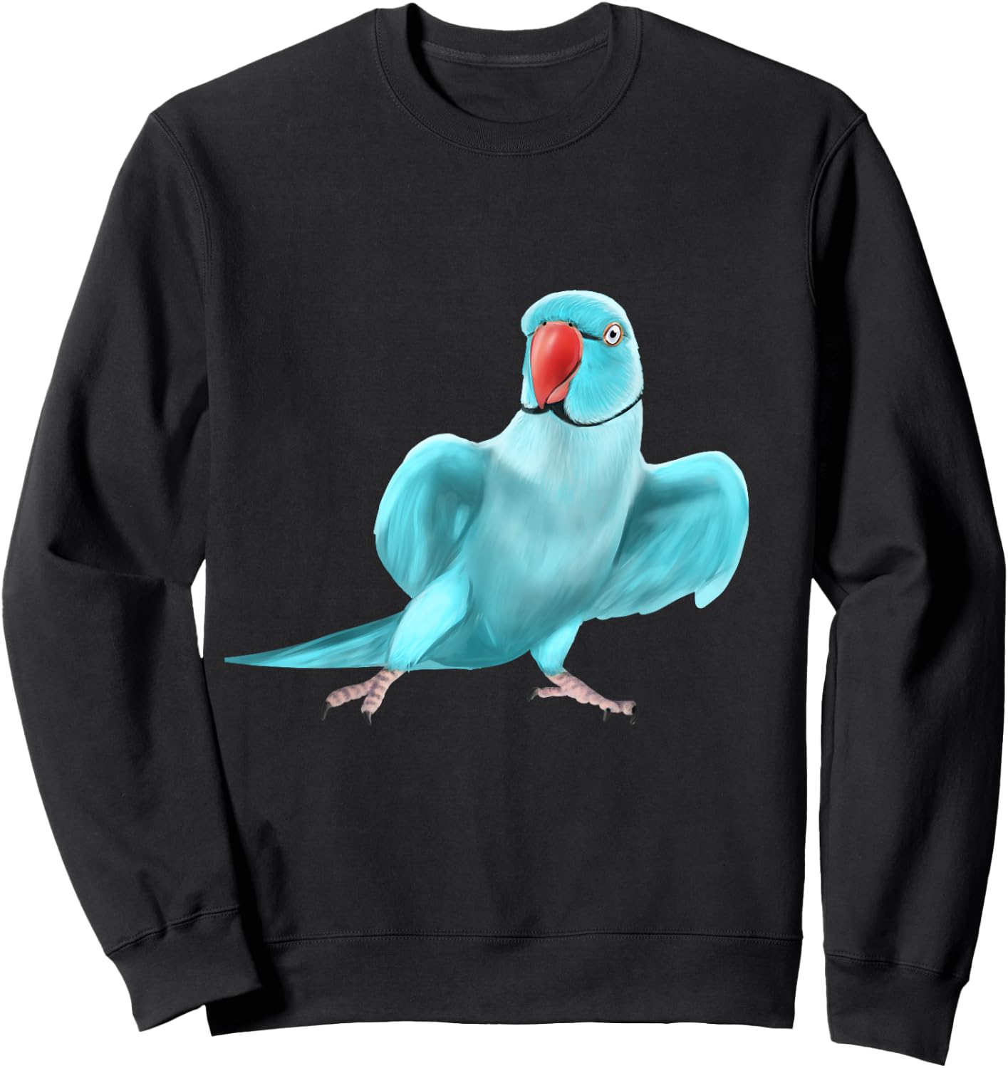 Blue Indian Ringneck Parrot Bird Sweatshirt - Sweatshirt | Black