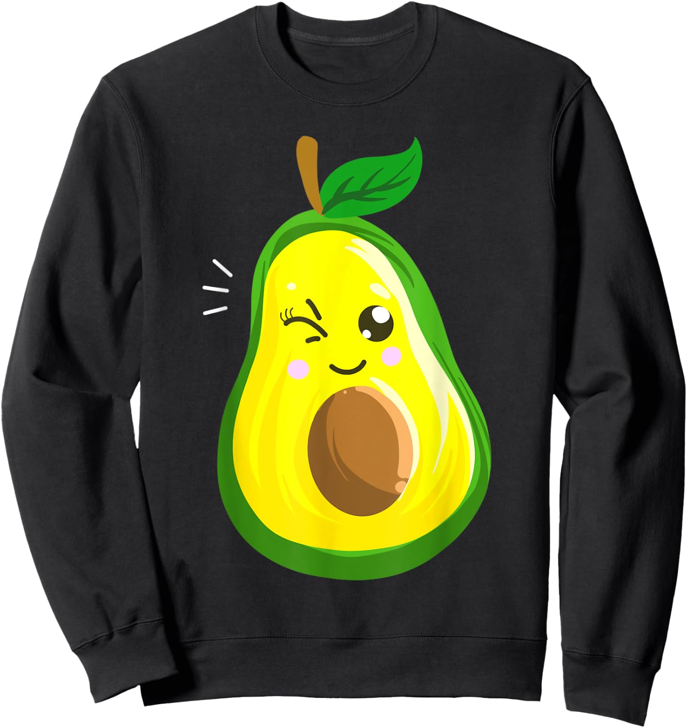 Cute Avocado Gift Kids Men Women Funny Winking Fruit Sweatshirt - Sweatshirt | Black