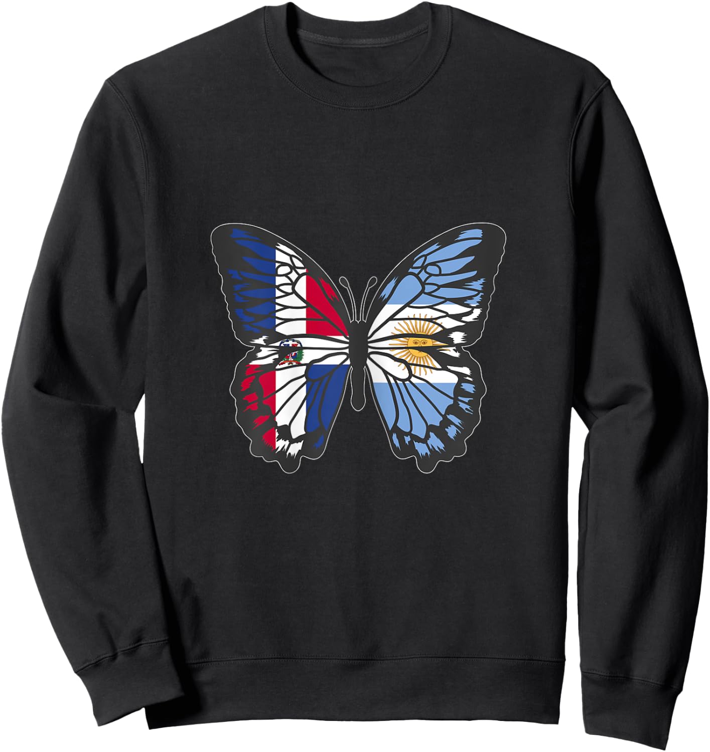 Dominican and Argentina Butterfly Half Dominican Argentinian Sweatshirt - Sweatshirt | Black