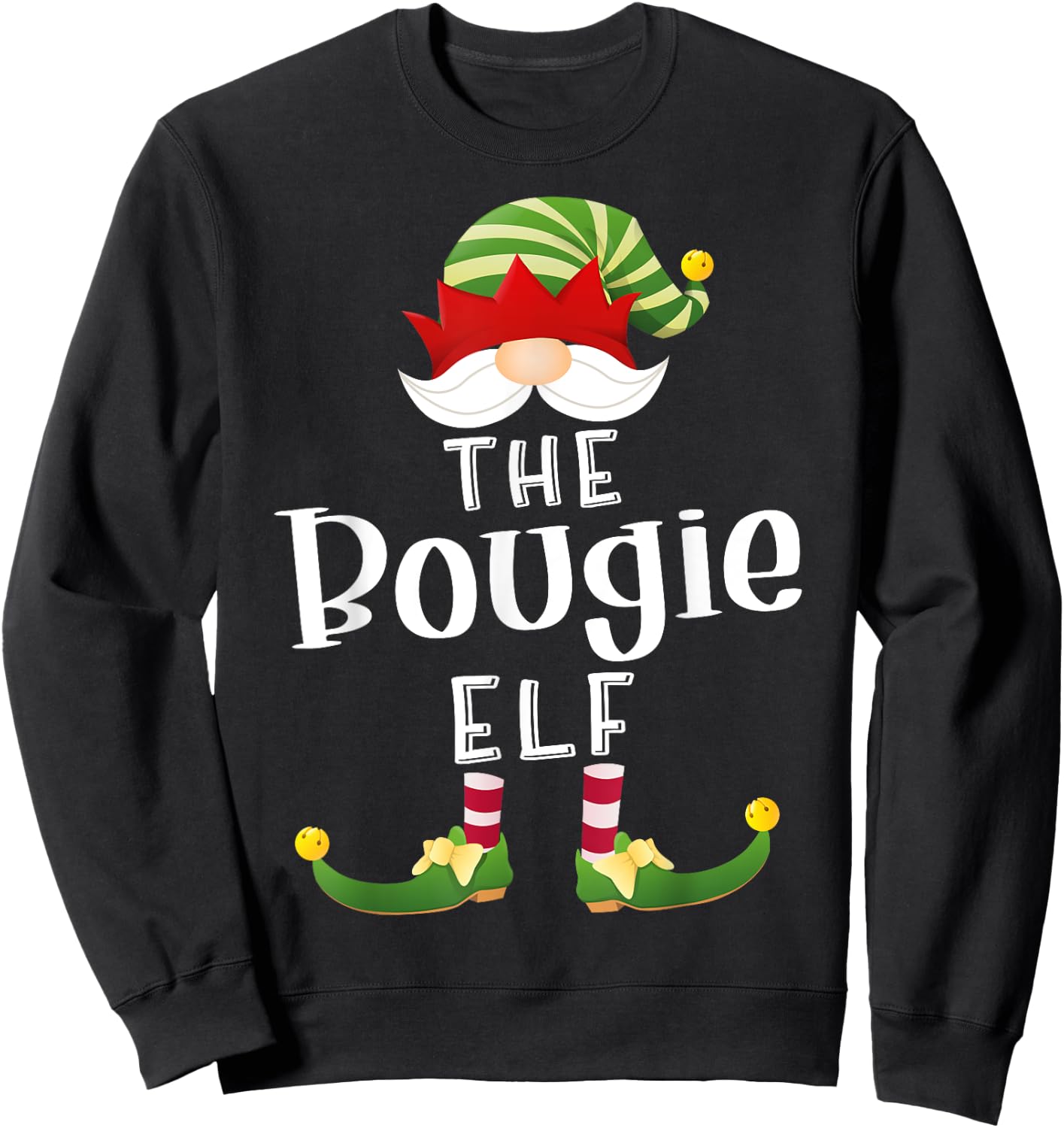 Bougie Elf Group Christmas Funny Pajama Party Sweatshirt - Sweatshirt | Black