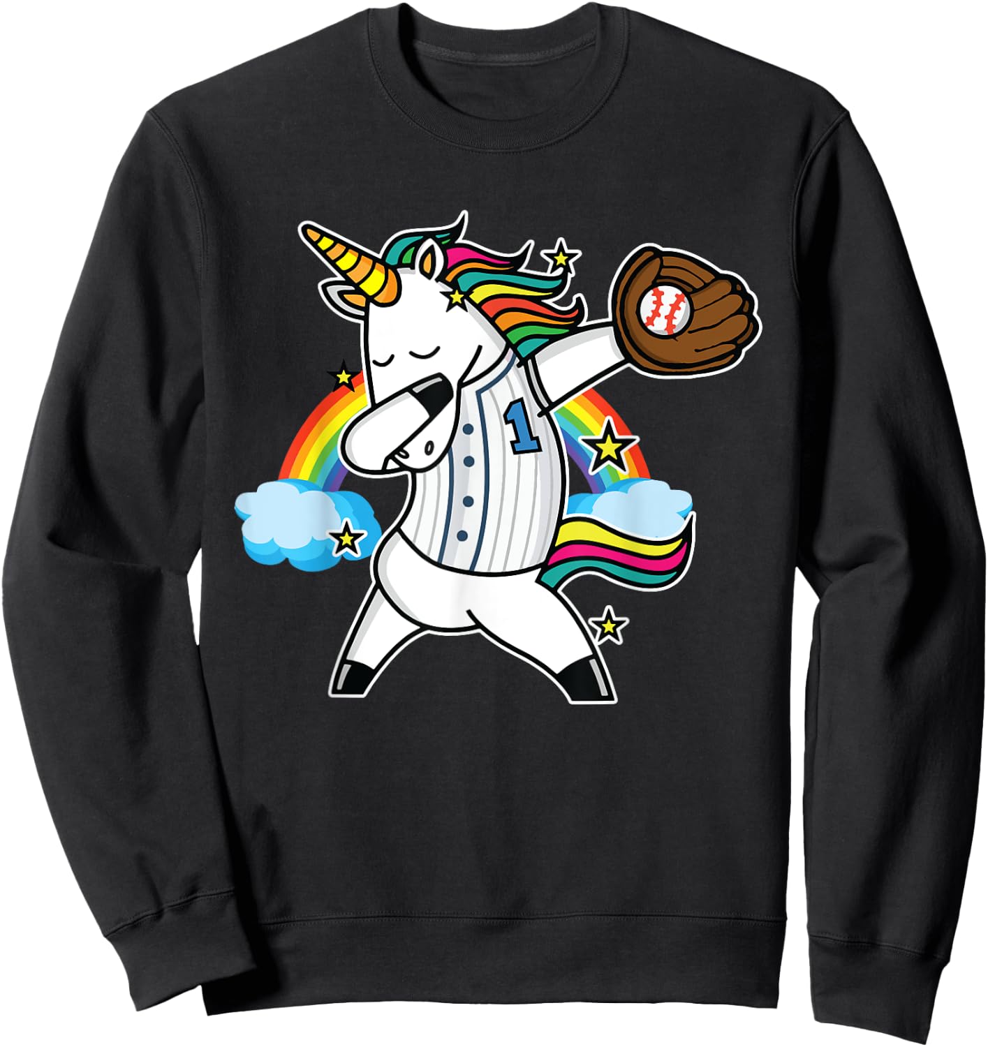 Unicorn Baseball Rainbow Baseball Lover I Unicorn Baseball Sweatshirt - Sweatshirt | Black