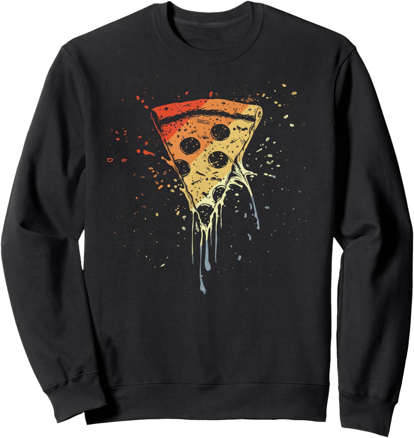 Vintage Pizza Slice Sketch Pizzeria Sweatshirt - Sweatshirt | Black