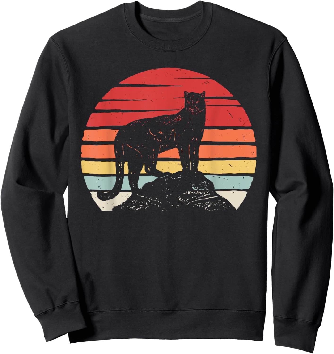 Vintage Retro Cougar Sweatshirt - Sweatshirt | Black