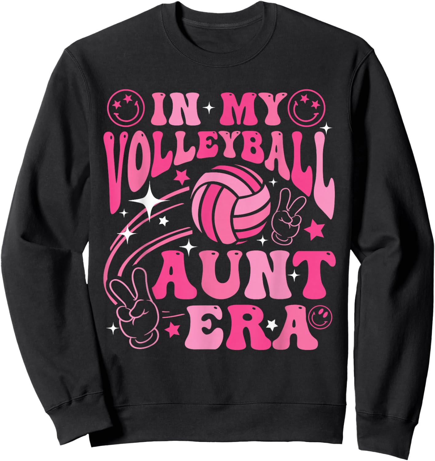 Groovy In My Volleyball Aunt Era Retro for Aunt Women Sweatshirt - Sweatshirt | Black