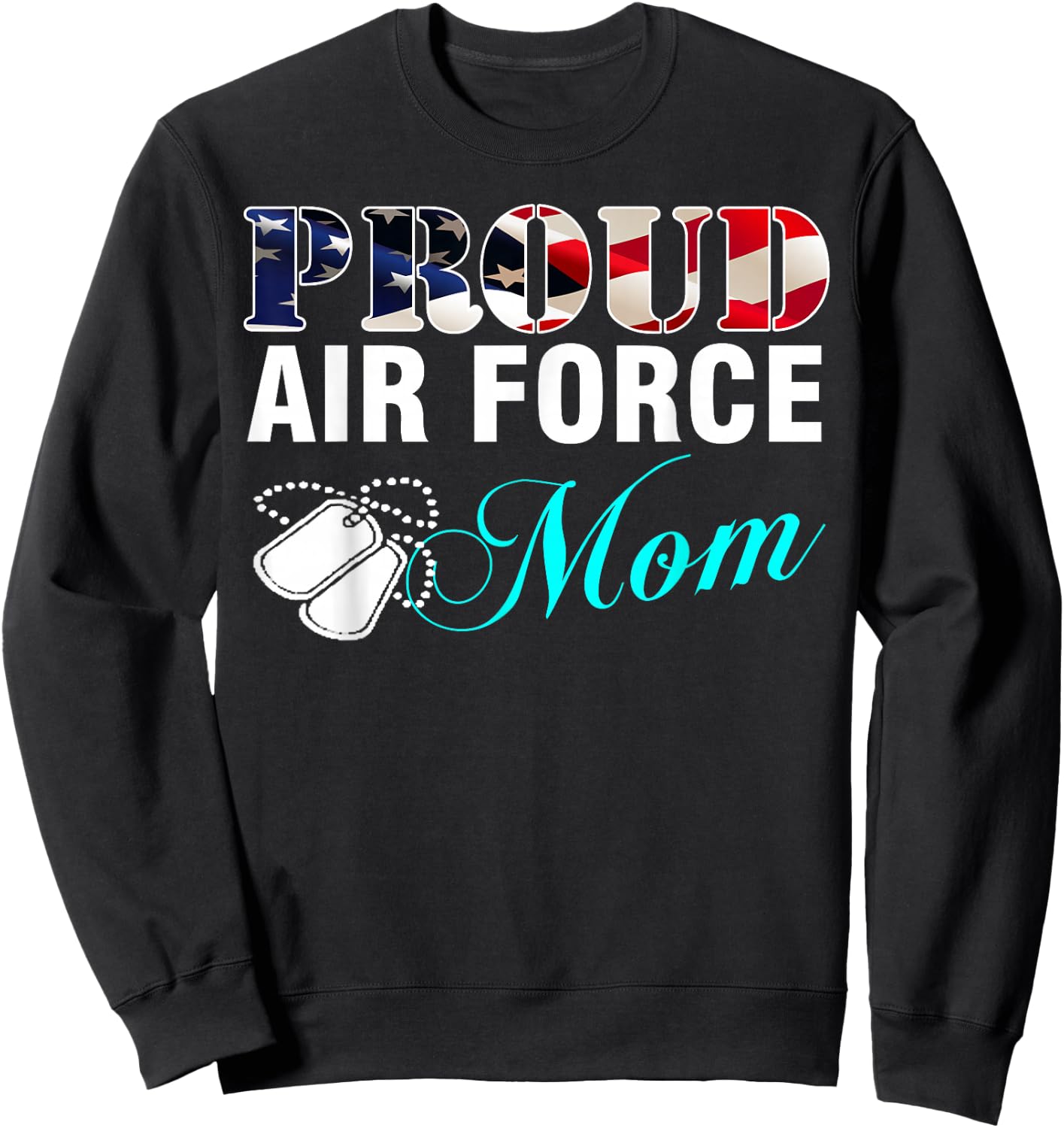 Vintage Proud Air Force Mom With American Flag Gift Sweatshirt - Sweatshirt | Black