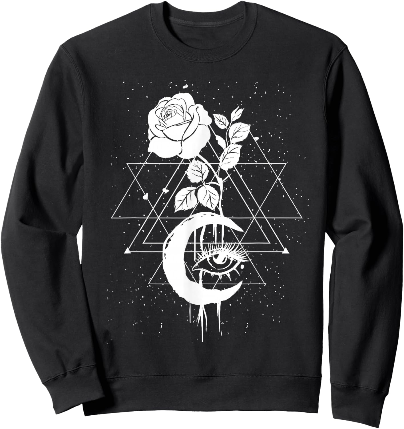 Occult Moon Rose Occultism Witchcraft Moon Rose Goth Sweatshirt - Sweatshirt | Black