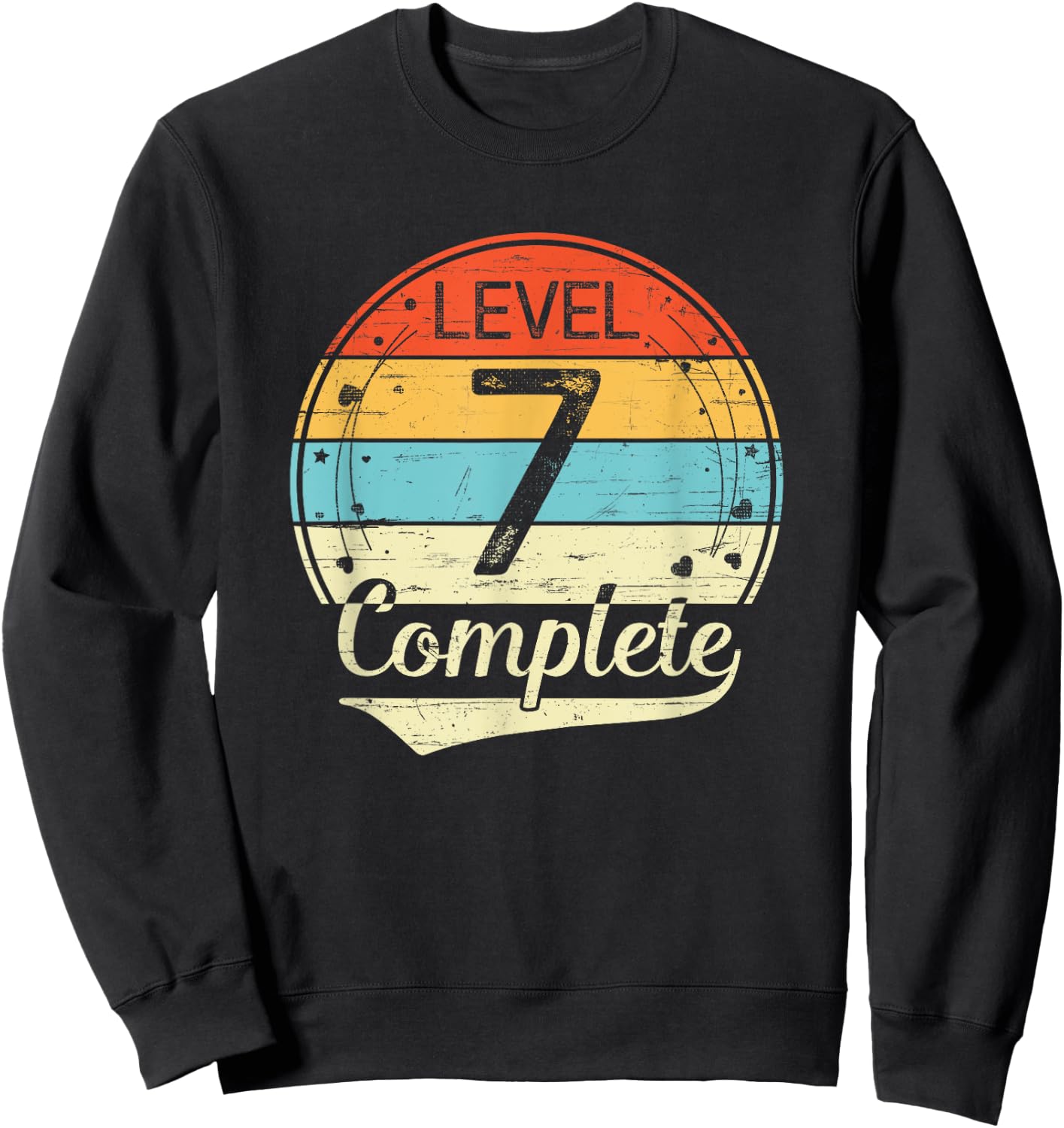 Level 7 Complete Retro 7th Wedding Anniversary Sweatshirt - Sweatshirt | Black