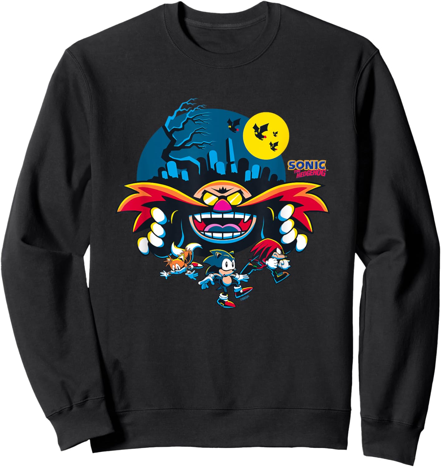 Sonic The Hedgehog Halloween Friends Haunted By Eggman Sweatshirt - Sweatshirt | Black