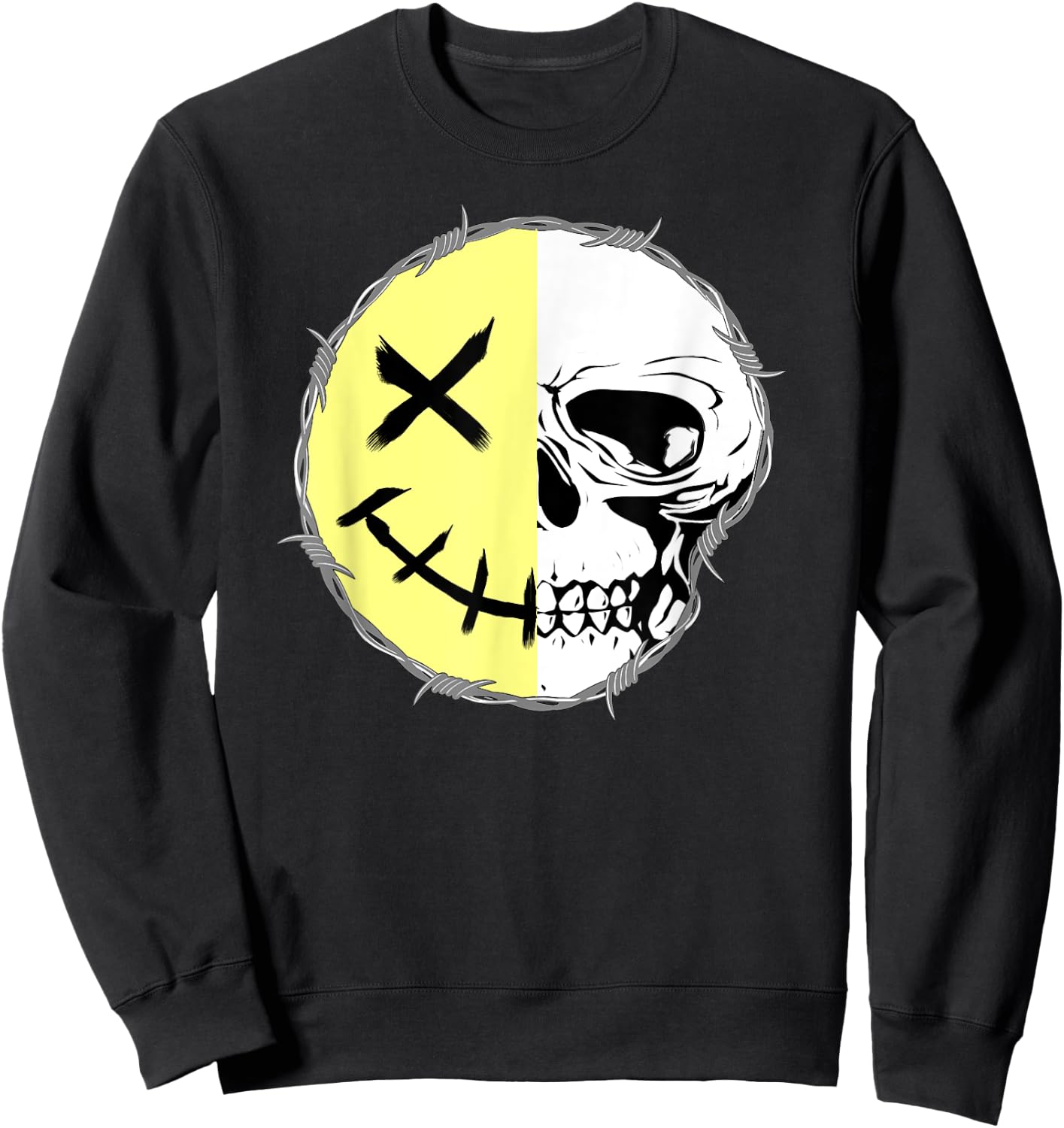 Smile Skull Skeleton Face Skull Sweatshirt - Sweatshirt | Black
