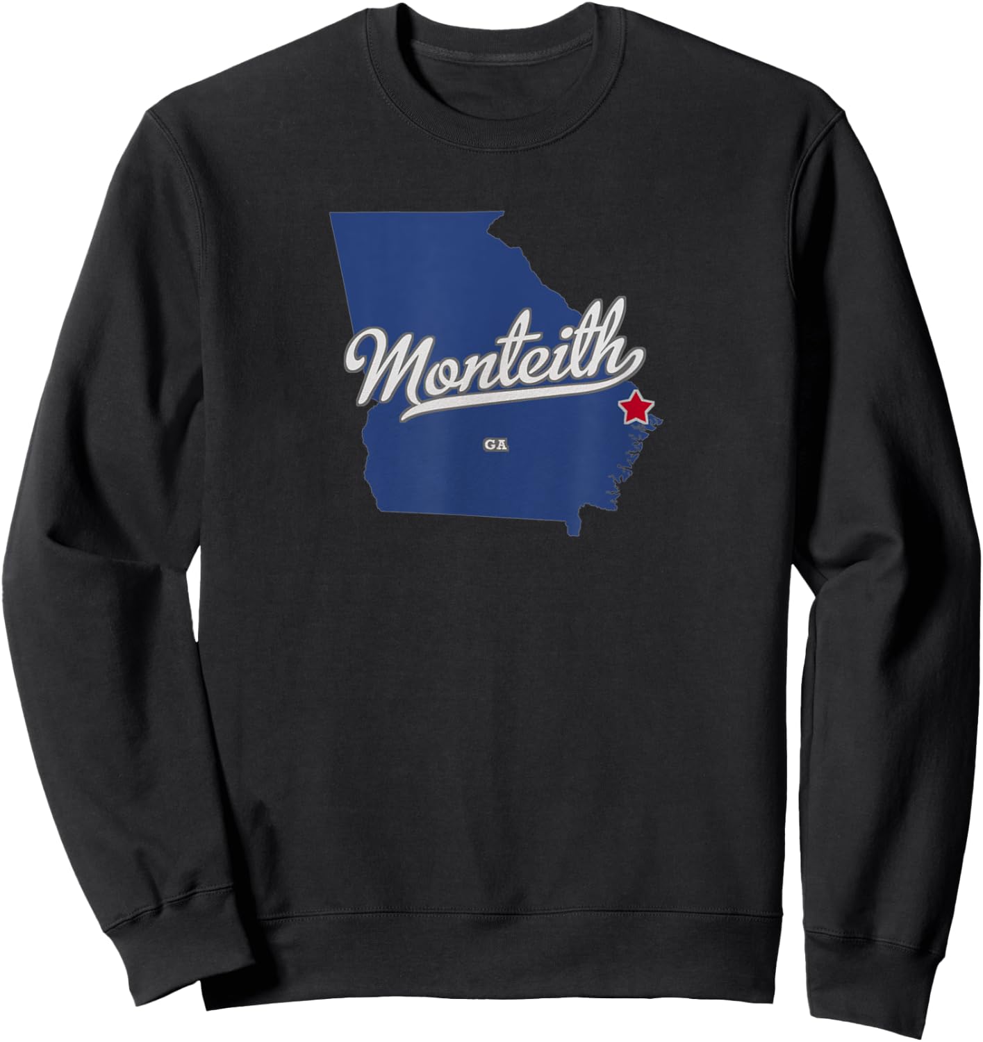 Monteith Georgia GA Map Sweatshirt - Sweatshirt | Black