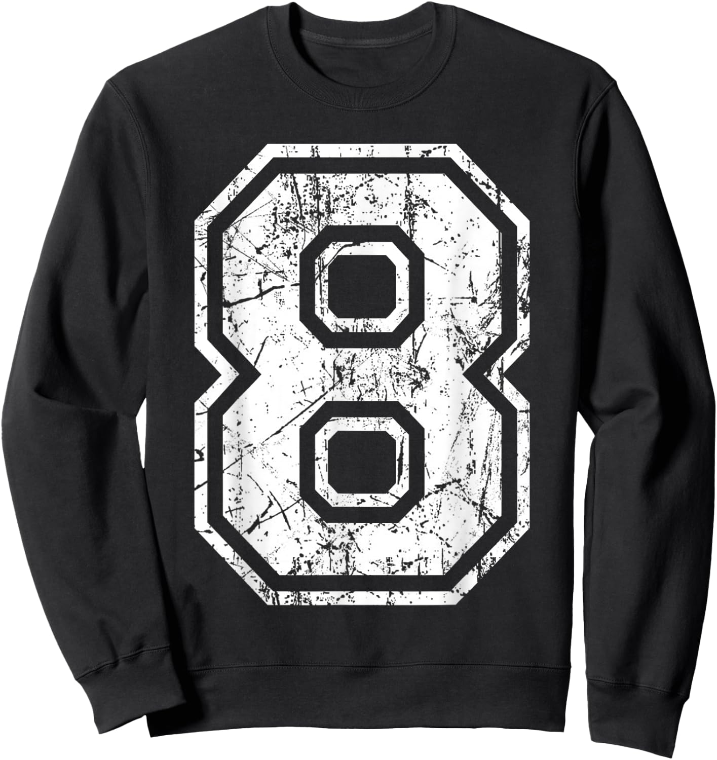 Sports Jersey Grunge Number 8 Fan Team Player Birthday Gift Sweatshirt - Sweatshirt | Black