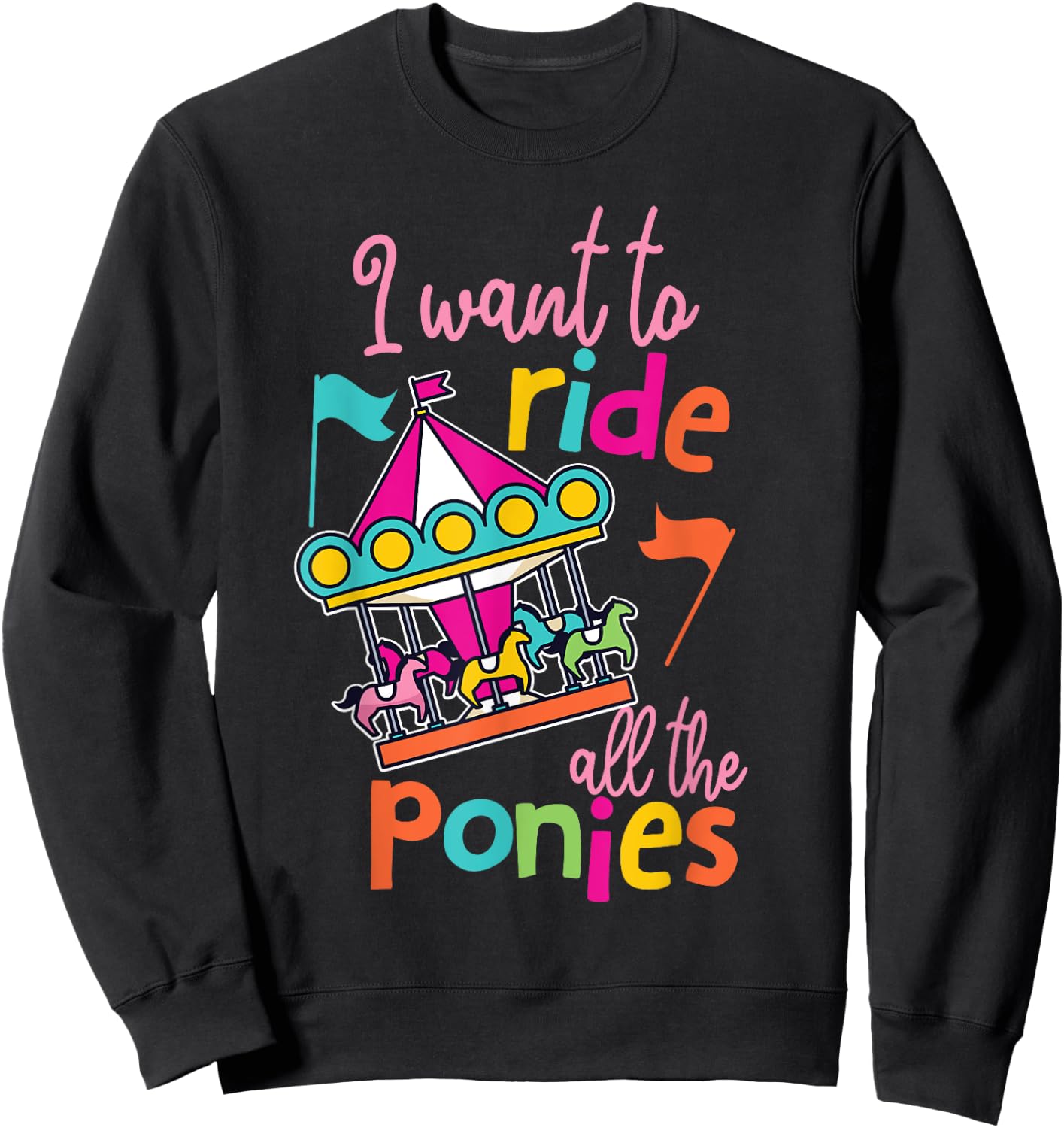 Carousel Horse Merry-Go-Round Design for Girls Sweatshirt - Sweatshirt | Black