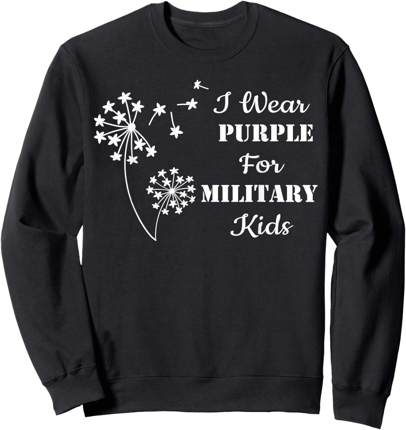 I Wear Purple For Military Kids Month Of The Military Child Sweatshirt - Sweatshirt | Black