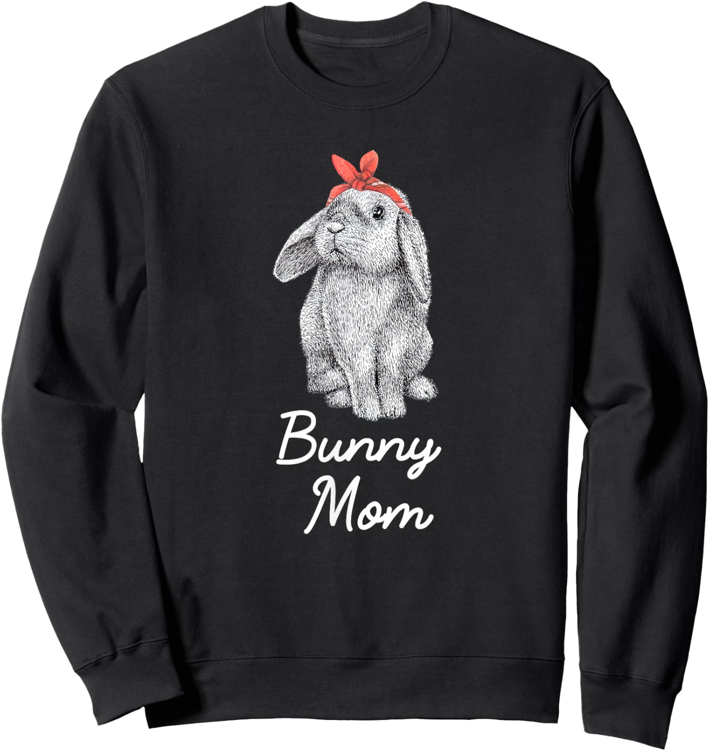 Lop Eared Bunny Rabbit Mom Drawing Sweatshirt - Sweatshirt | Black
