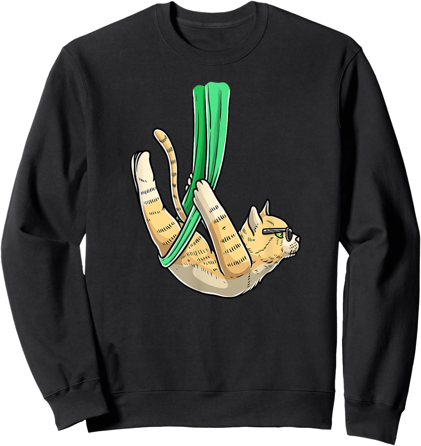 LuvAerialMal Aerial Cat Yoga , Small, Black Sweatshirt - Sweatshirt | Black
