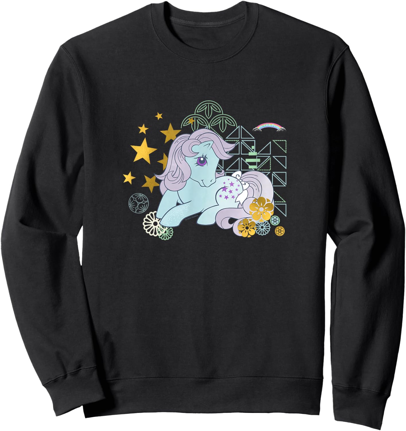 My Little Pony Classic Blue Belle Gold Stars & Florals Sweatshirt - Sweatshirt | Black