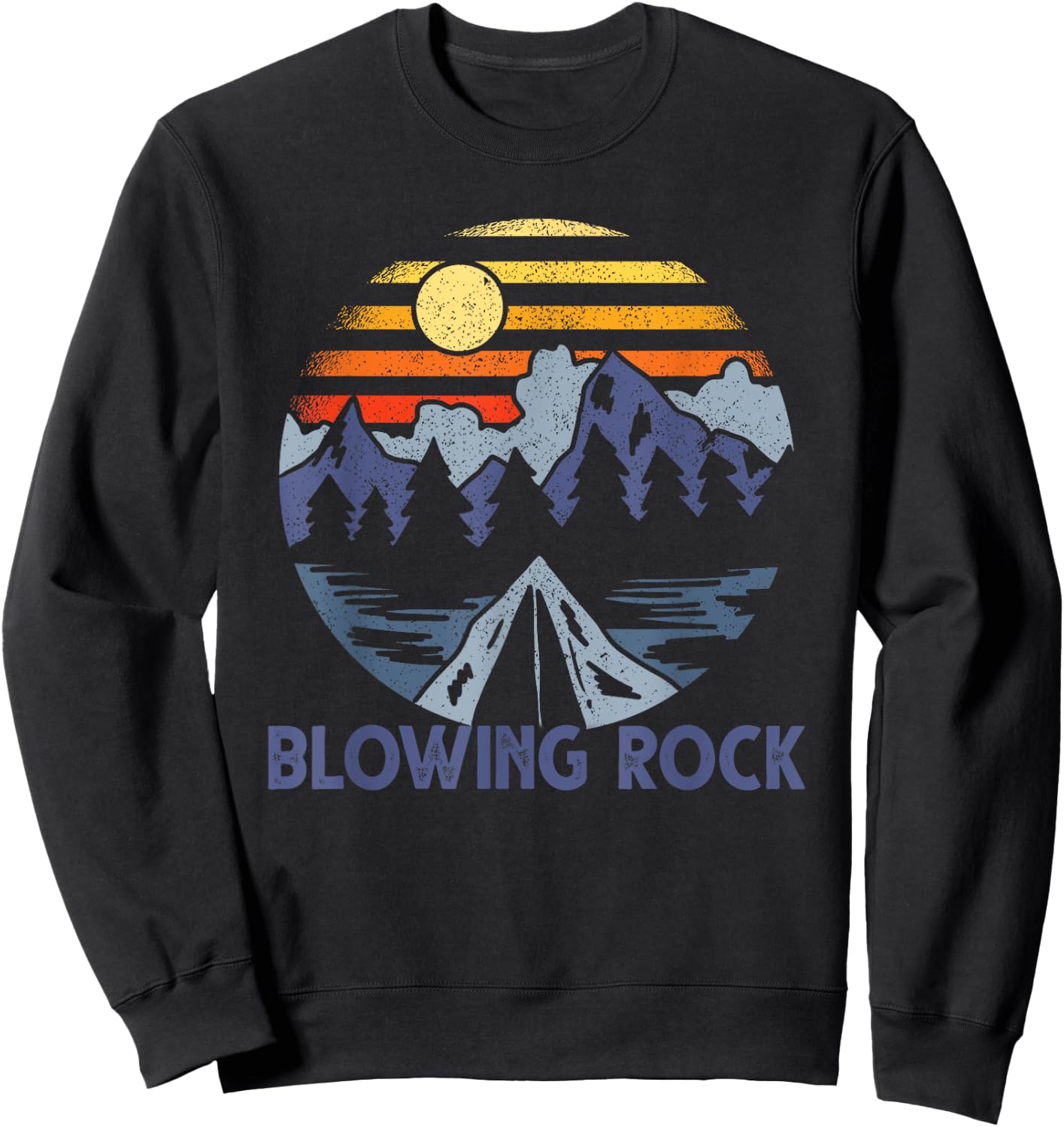 Blowing Rock, North Carolina Blue Ridge Mountains Camping Sweatshirt - Sweatshirt | Black