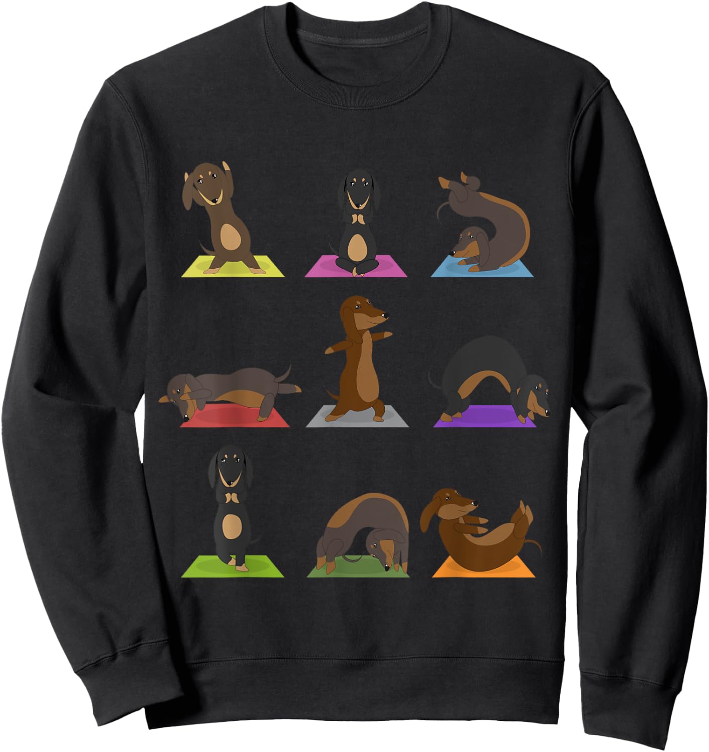 Yoga Dachshund Funny Meditation Dog Lover Zen Men Women Sweatshirt - Sweatshirt | Black