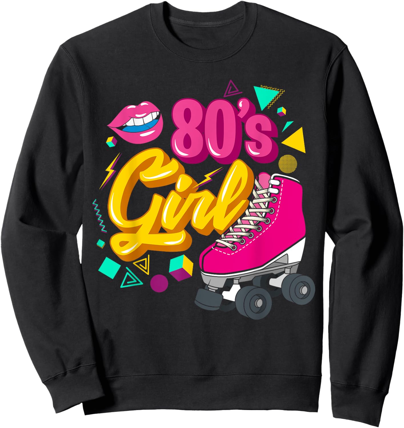 80s Party Theme Party Outfit Costume Vintage Retro 80's Girl Sweatshirt - Sweatshirt | Black