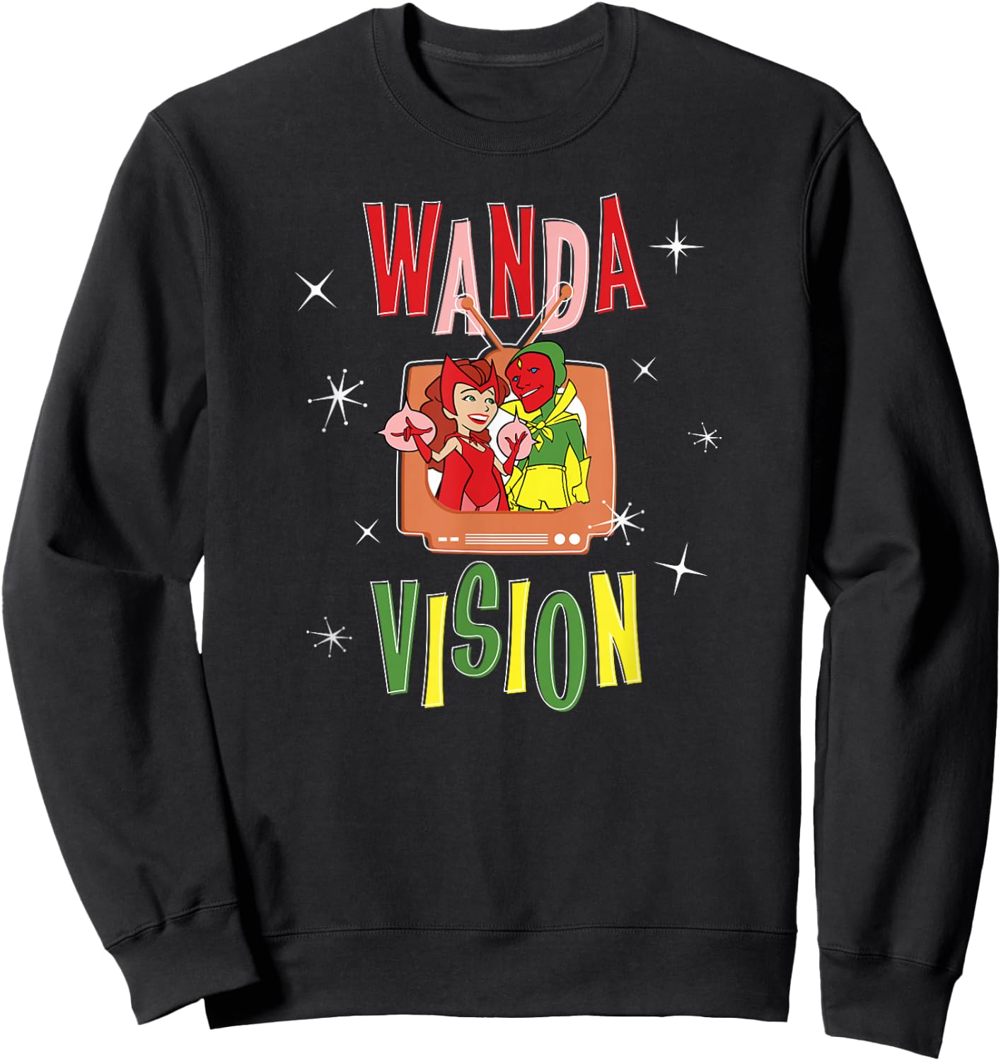 Marvel WandaVision Wanda & Vision Retro TV Artwork Small Sweatshirt - Sweatshirt | Black