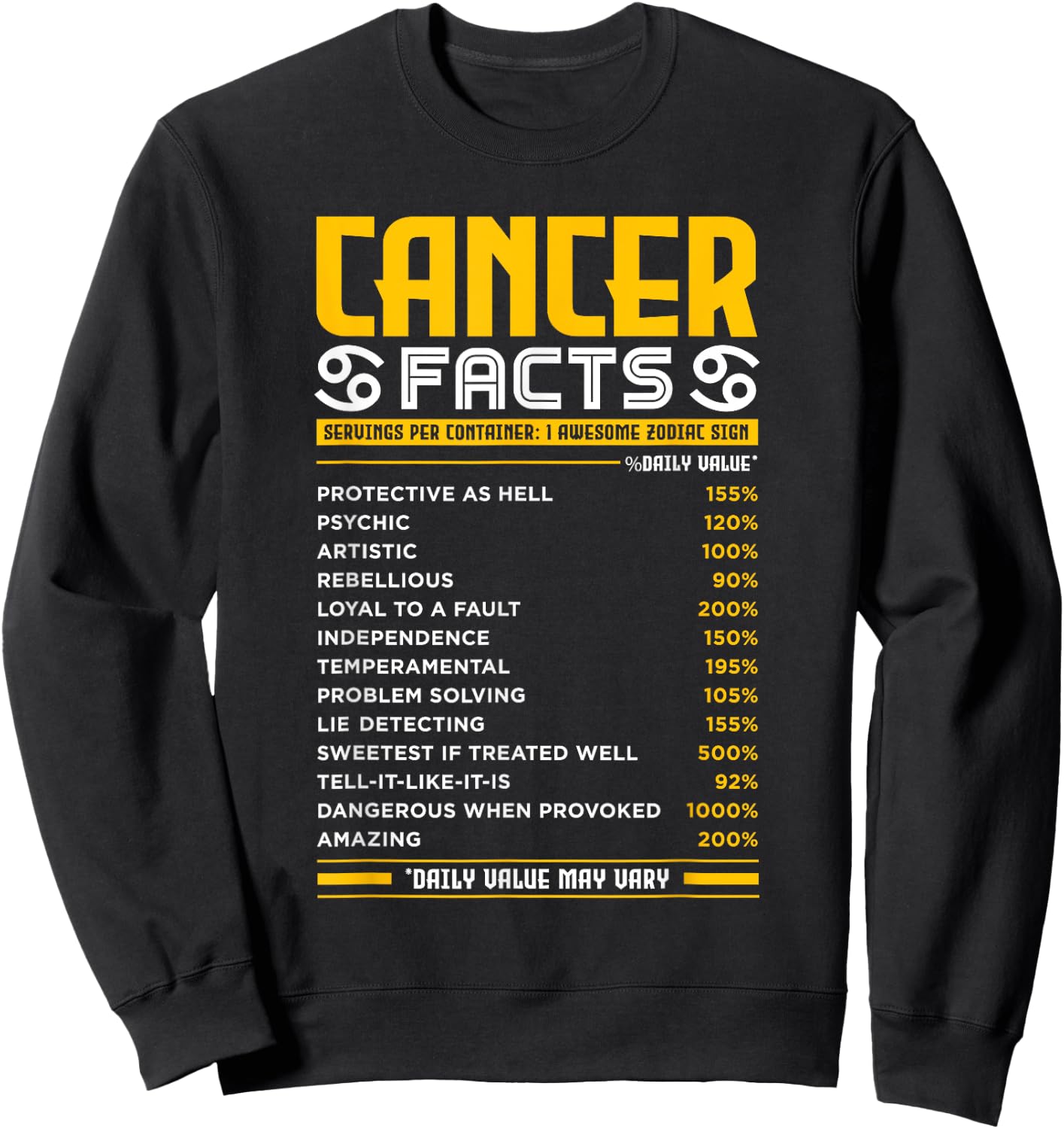 Cancer Zodiac Facts Traits Horoscope Sign Astrology Gift Sweatshirt - Sweatshirt | Black