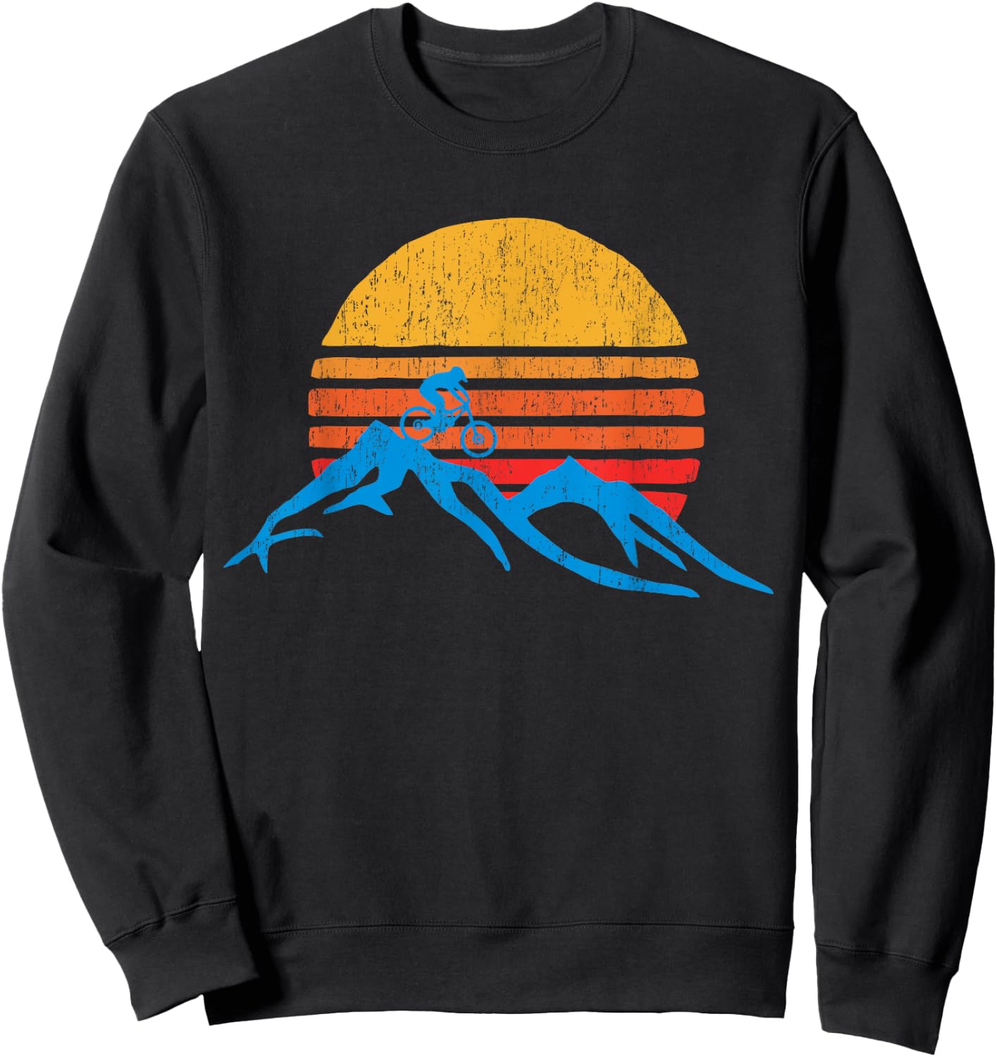 Mountain Bike Vintage Sunset Design Graphic Sweatshirt - Sweatshirt | Black