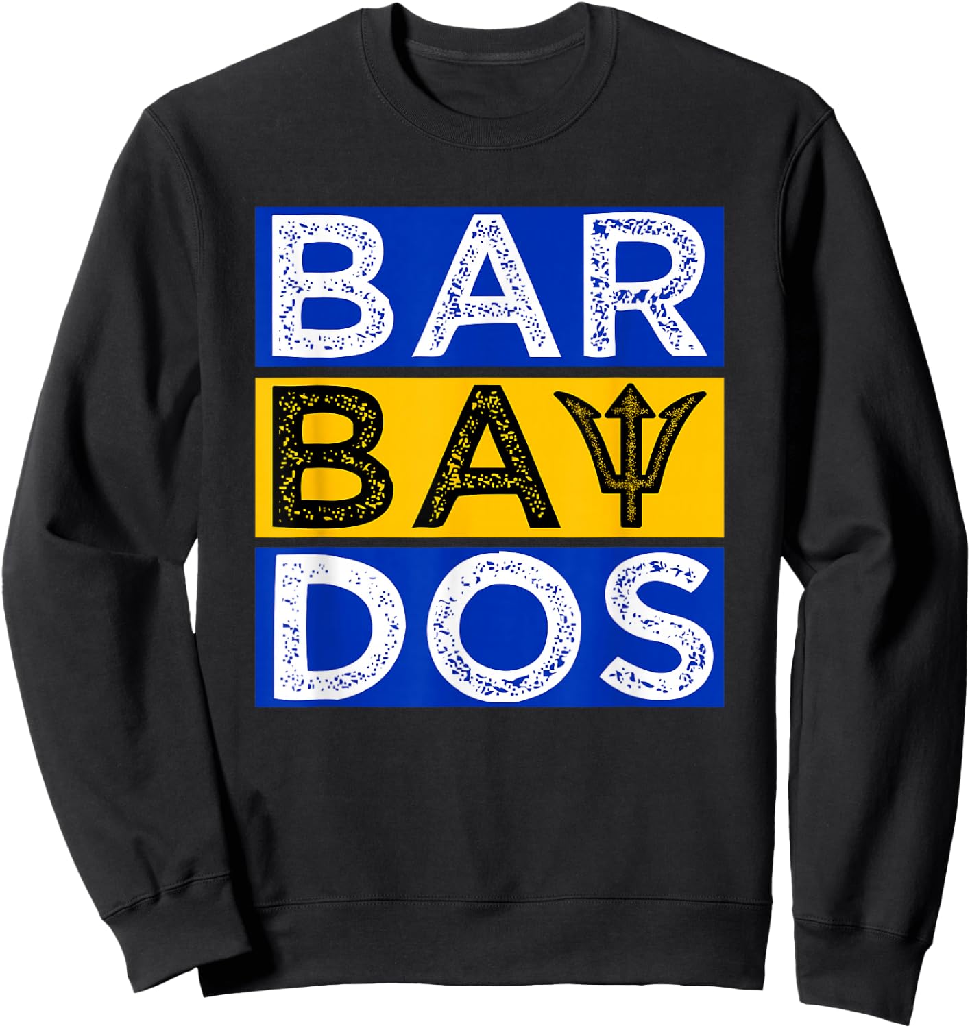 Barbados Flag With Barbados Trident Bajan Soca Sweatshirt - Sweatshirt | Black