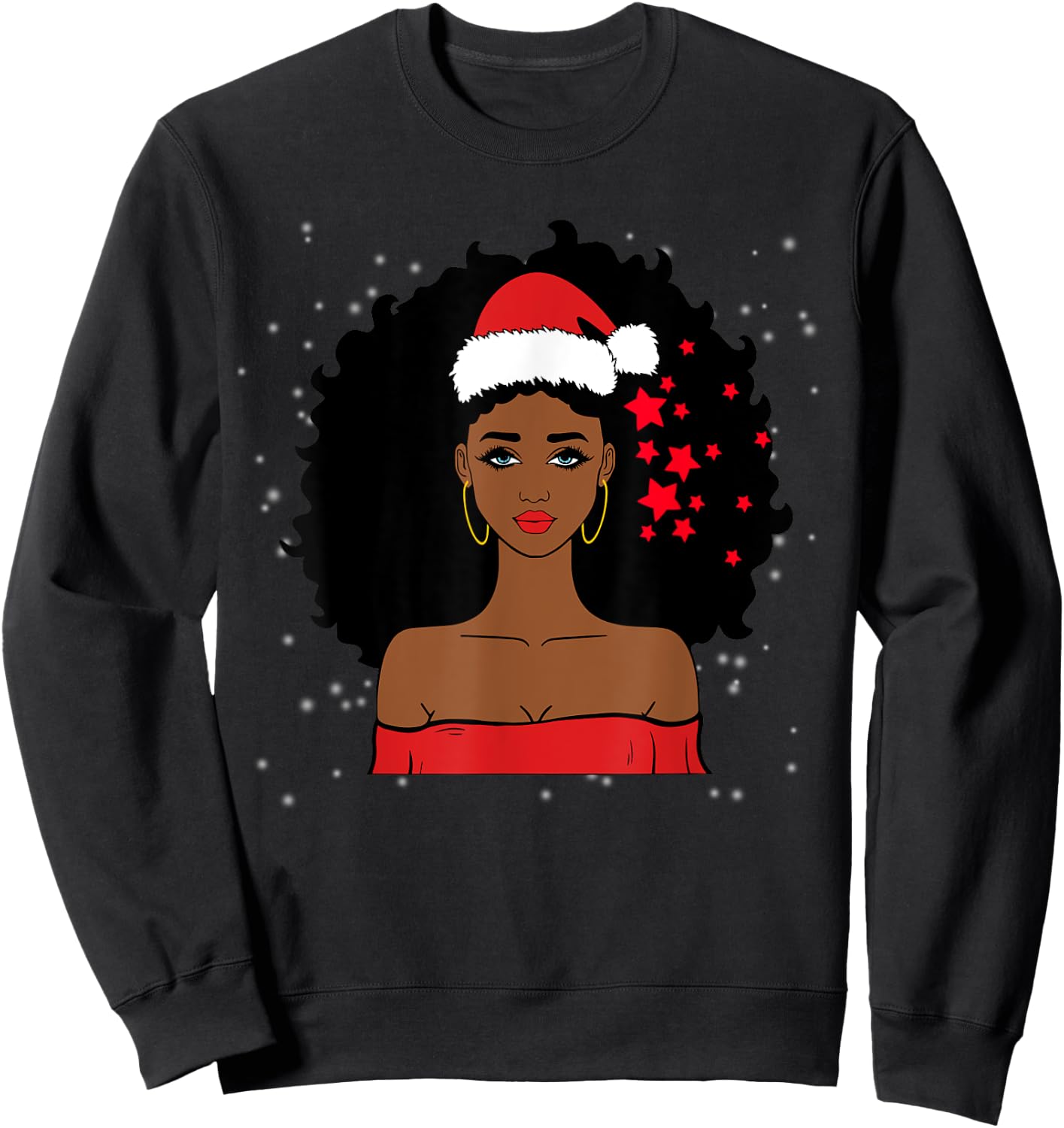 African American Christmas Santa Claus Sweatshirt - Sweatshirt | Black
