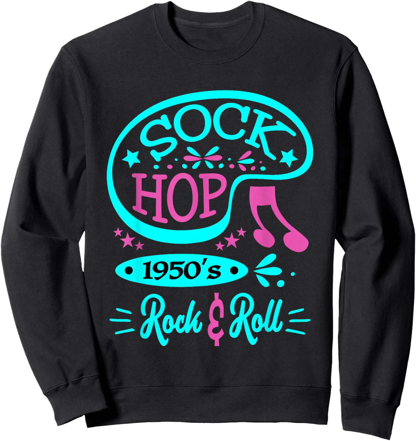 1950s Sock Hop Rockabilly Clothing Rock N Roll Greaser 50s Sweatshirt - Sweatshirt | Black