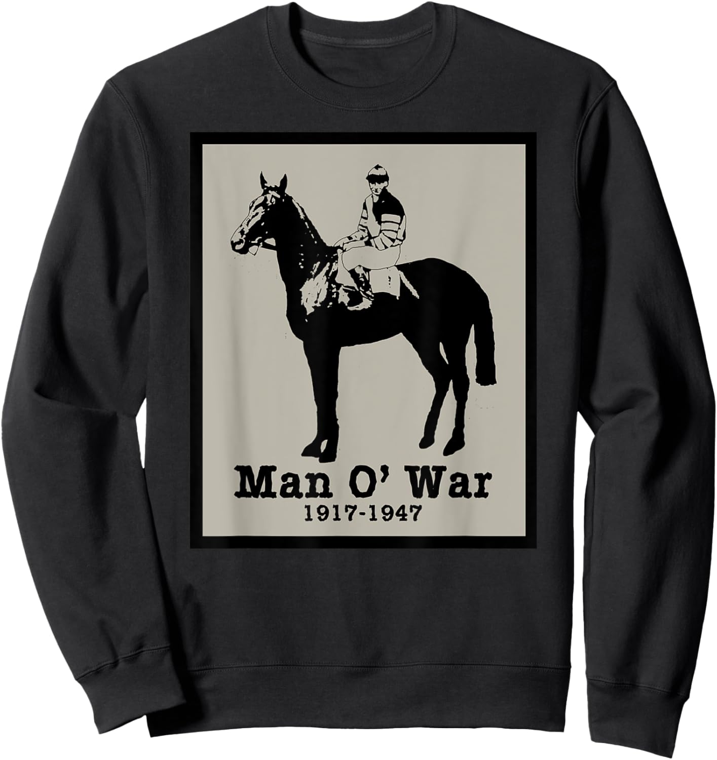 MAN O' WAR Vintage Race Horse Sweatshirt - Sweatshirt | Black
