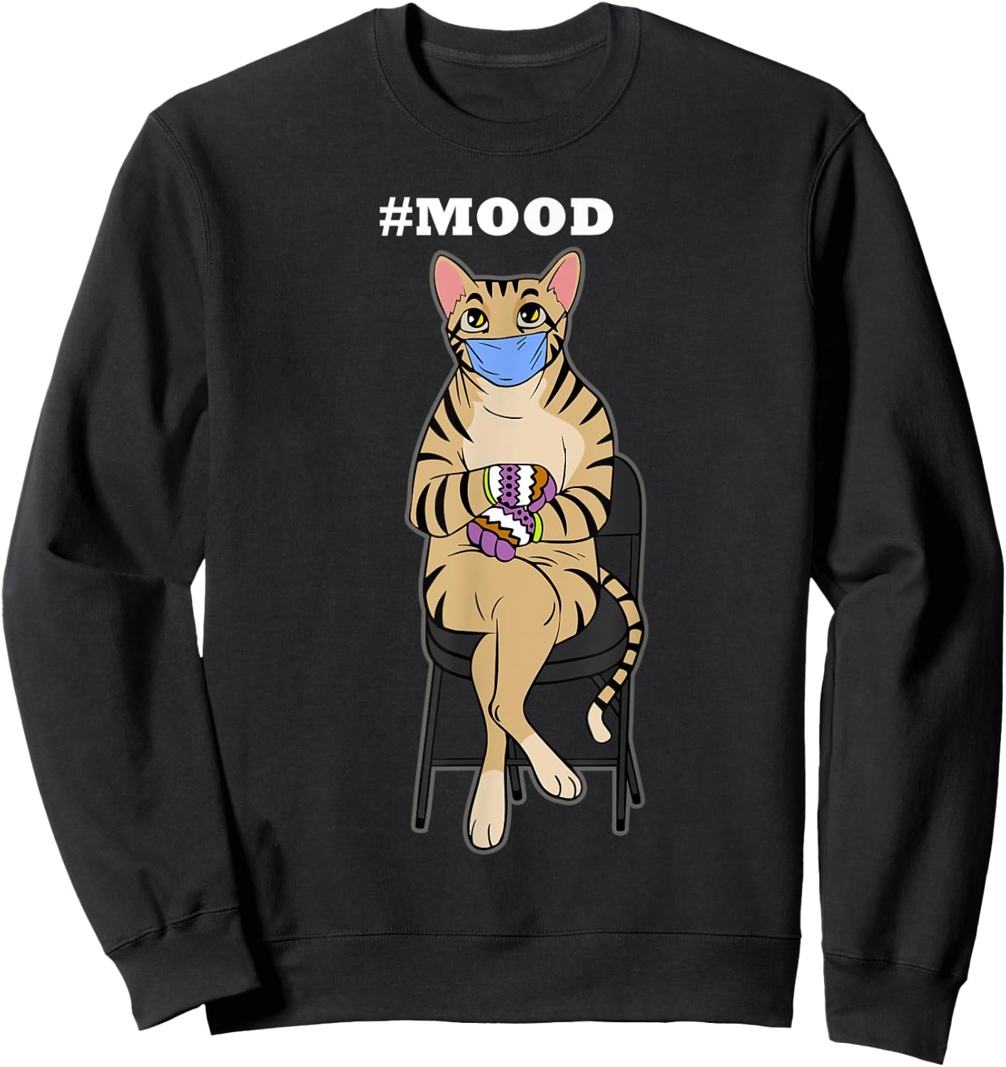 Cat Kitten Tiger Mood Bernie Sanders Mittens Meme Funny Joke Men Women Kids Sweatshirt - Sweatshirt | Black