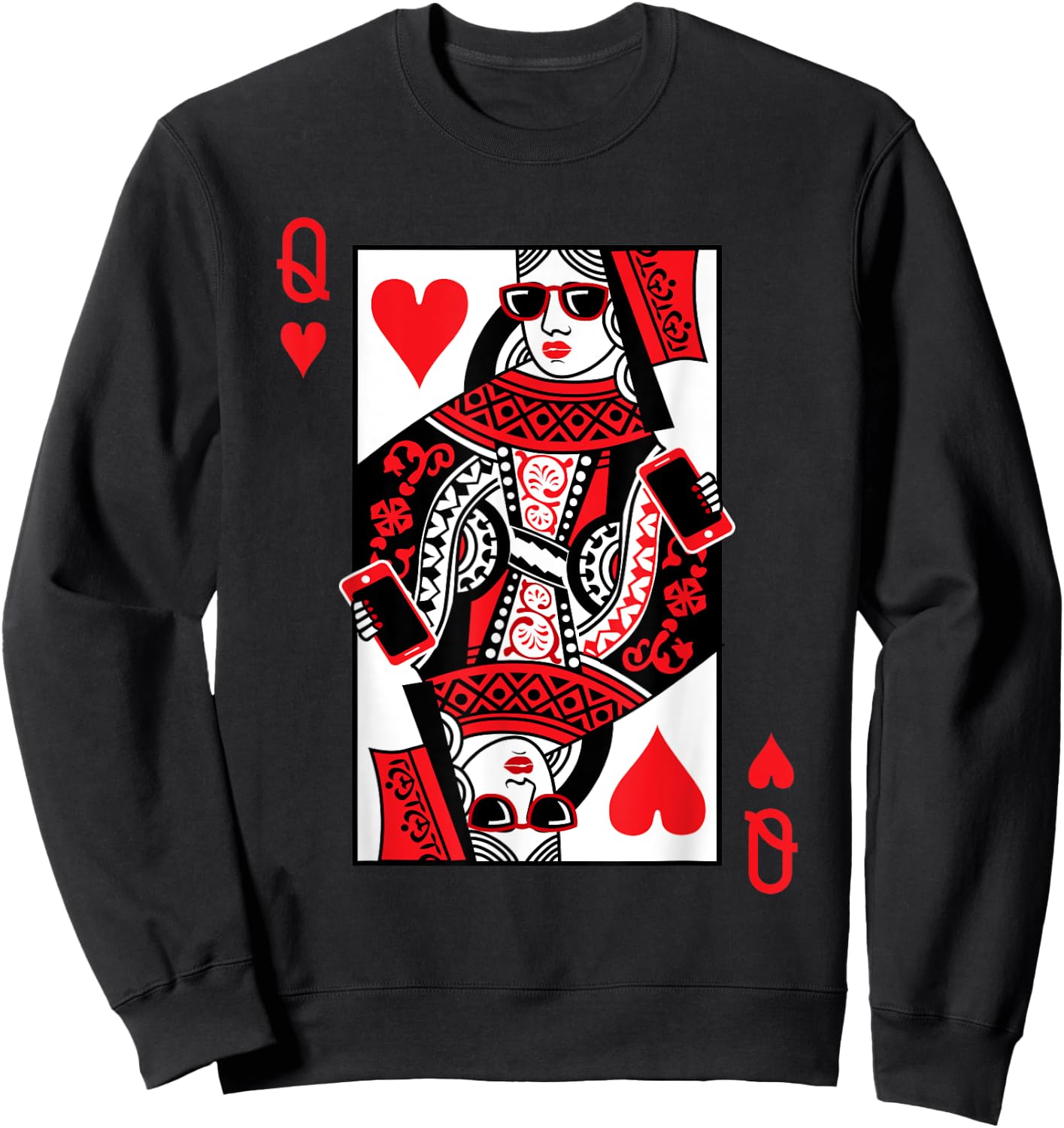 Classic Black Queen of Hearts : Adult, Short Sleeve, Cotton-Polyester Blend Sweatshirt - Sweatshirt | Black