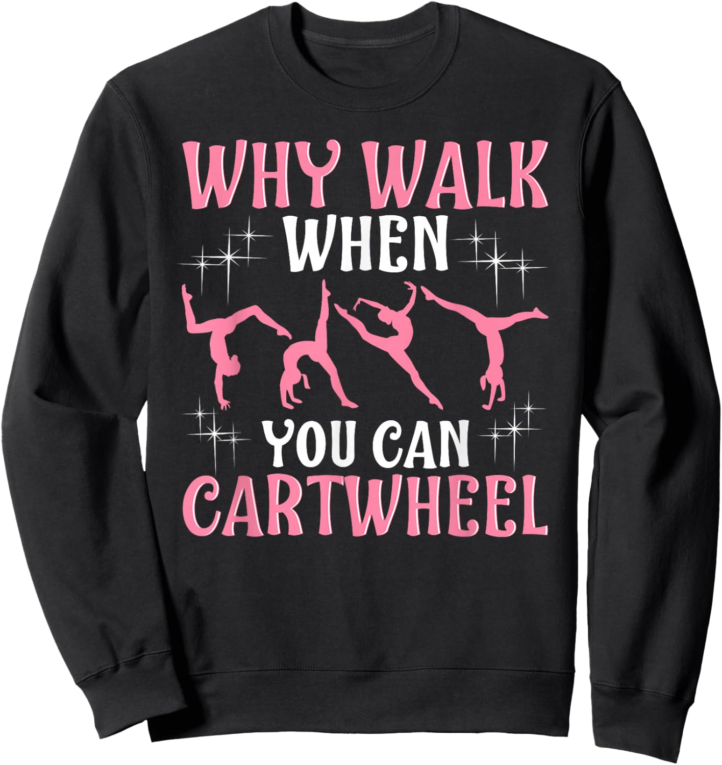 Girls' Cool Cartwheel Gymnastics - Black, Classic Fit, Short Sleeve, Cotton-Polyester Sweatshirt - Sweatshirt | Black