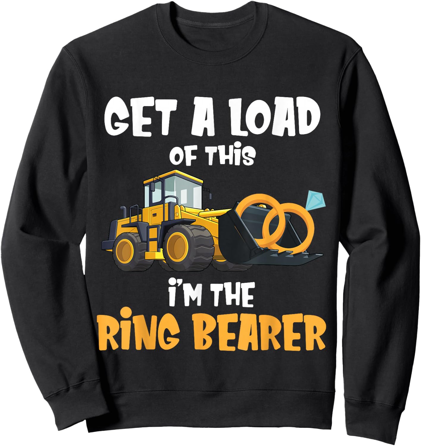 Funny Wedding Party Ring Bearer Excavator Boys Ring Bearer Sweatshirt - Sweatshirt | Black