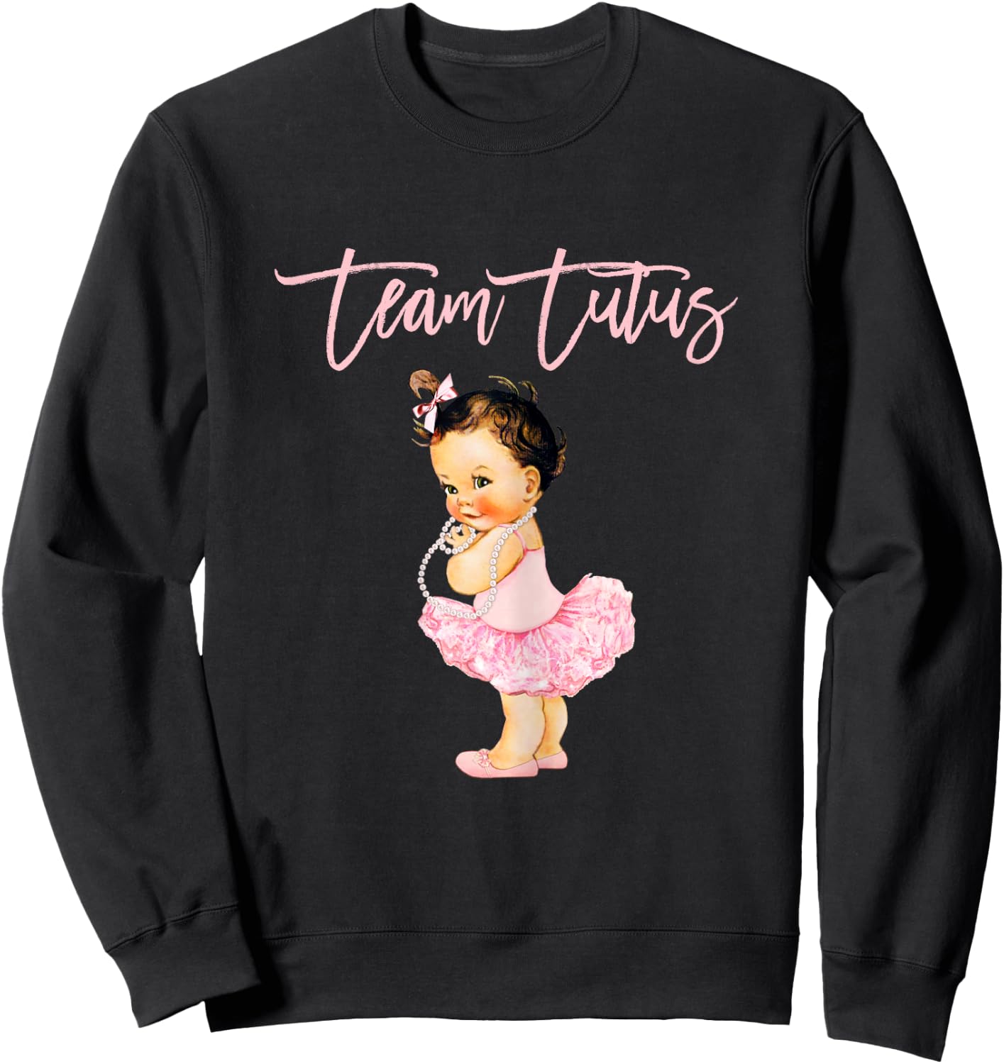Team Tutu Girl Gender Reveal Baby Shower Touchdown Brunette Sweatshirt - Sweatshirt | Black